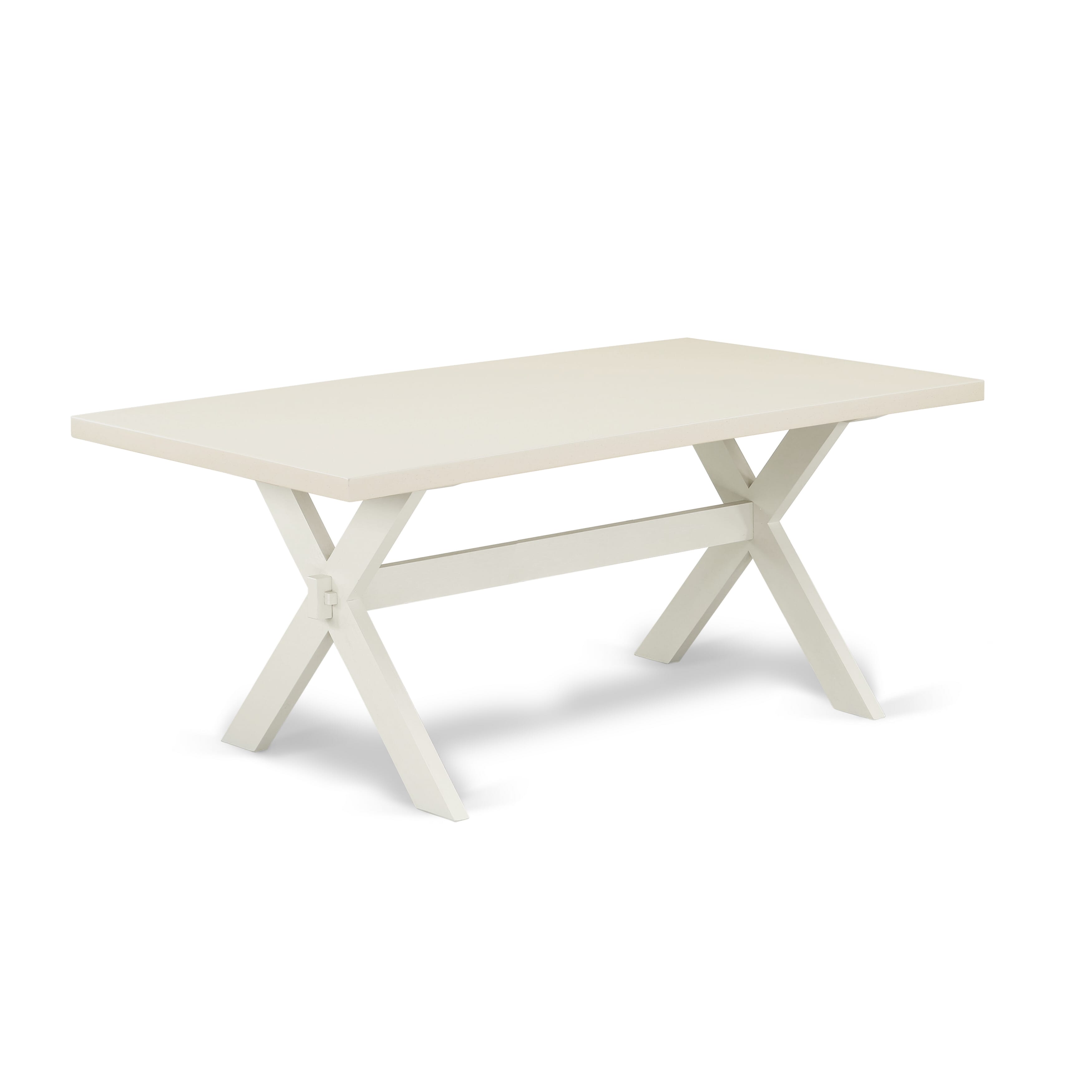 East West Furniture X027EL207-9 9-Pc kitchen table set a beautiful linen white Dinette Table top and 8 Gorgeous Kitchen chairs with Nail Heads and Button Tufted, linen white Finish