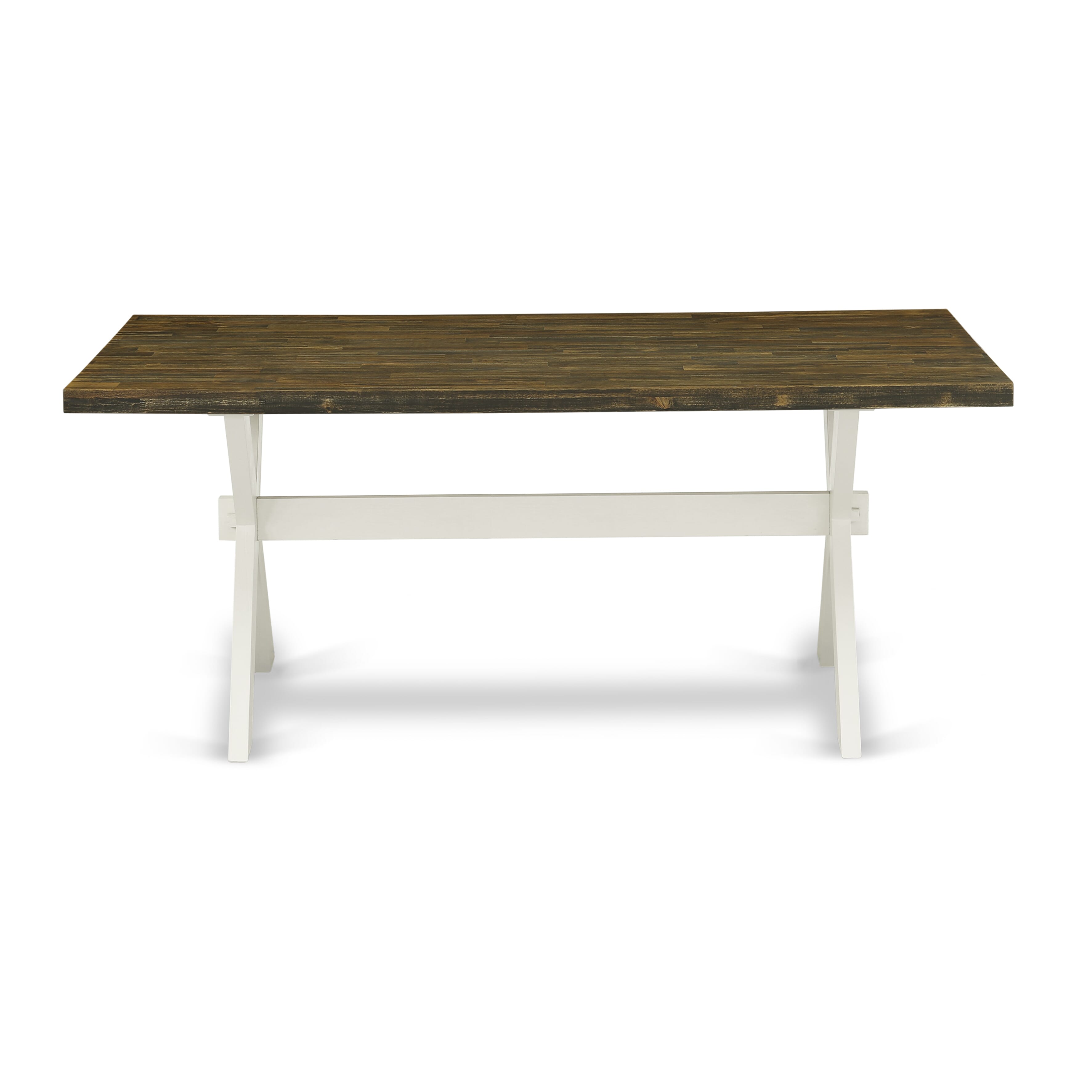 East West Furniture X077EN206-6 6-Piece Kitchen Table Set with Kitchen Table and Small Bench - 4 Linen Fabric Padded Chairs (linen white Finish)