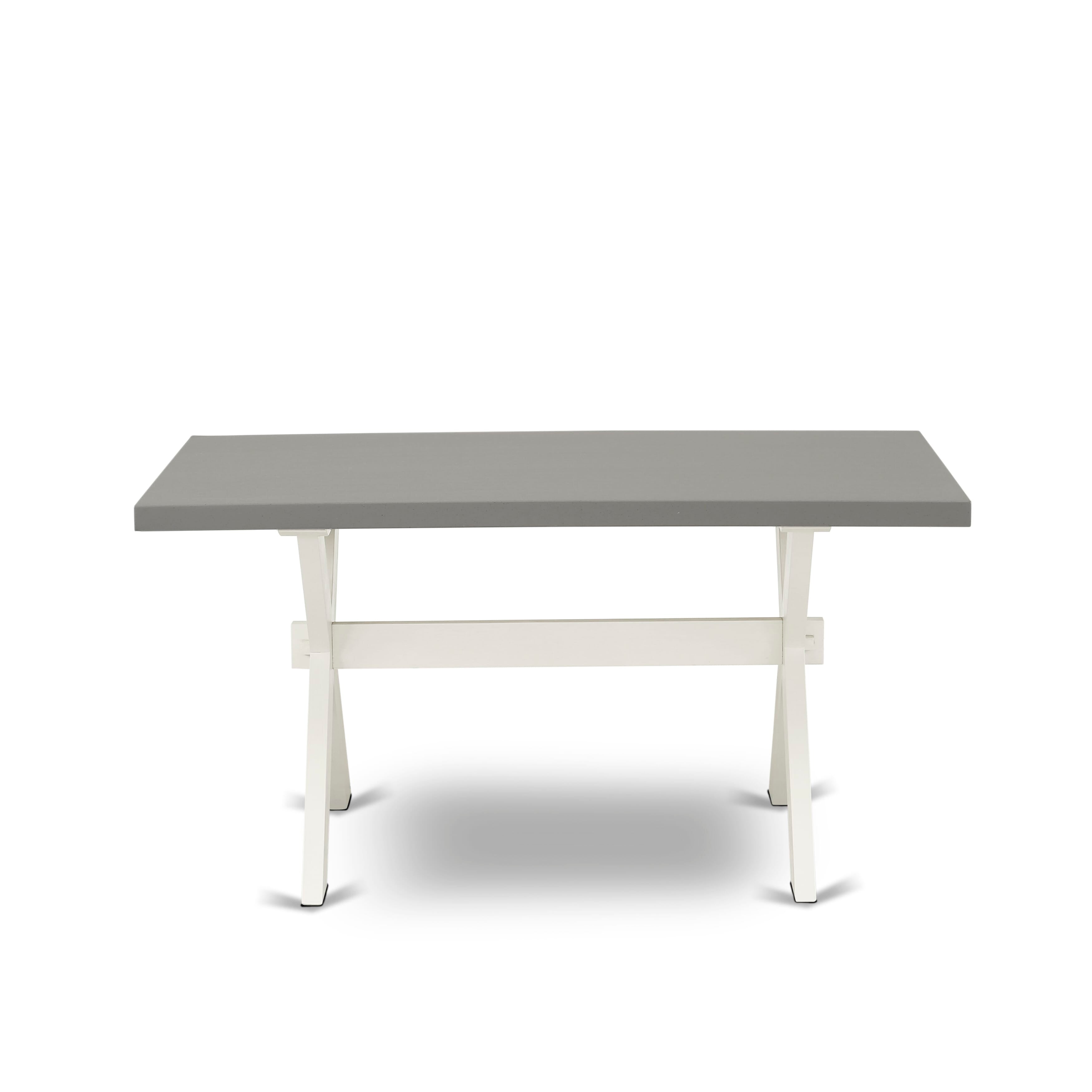 X-Style 36X60 in Dining Table with Wirebrushed Linen White Leg and Cement Top finish