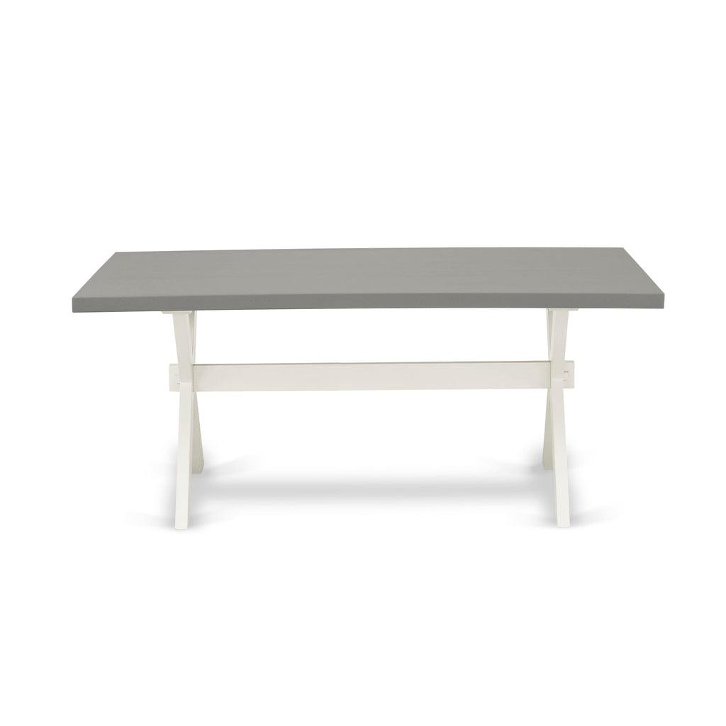 East West Furniture X097AB264-7 7-Piece Modern Rectangular Table Set an Excellent Cement Color Kitchen Table Top and 6 Awesome Pu Leather Parson Chairs with Stylish Chair Back