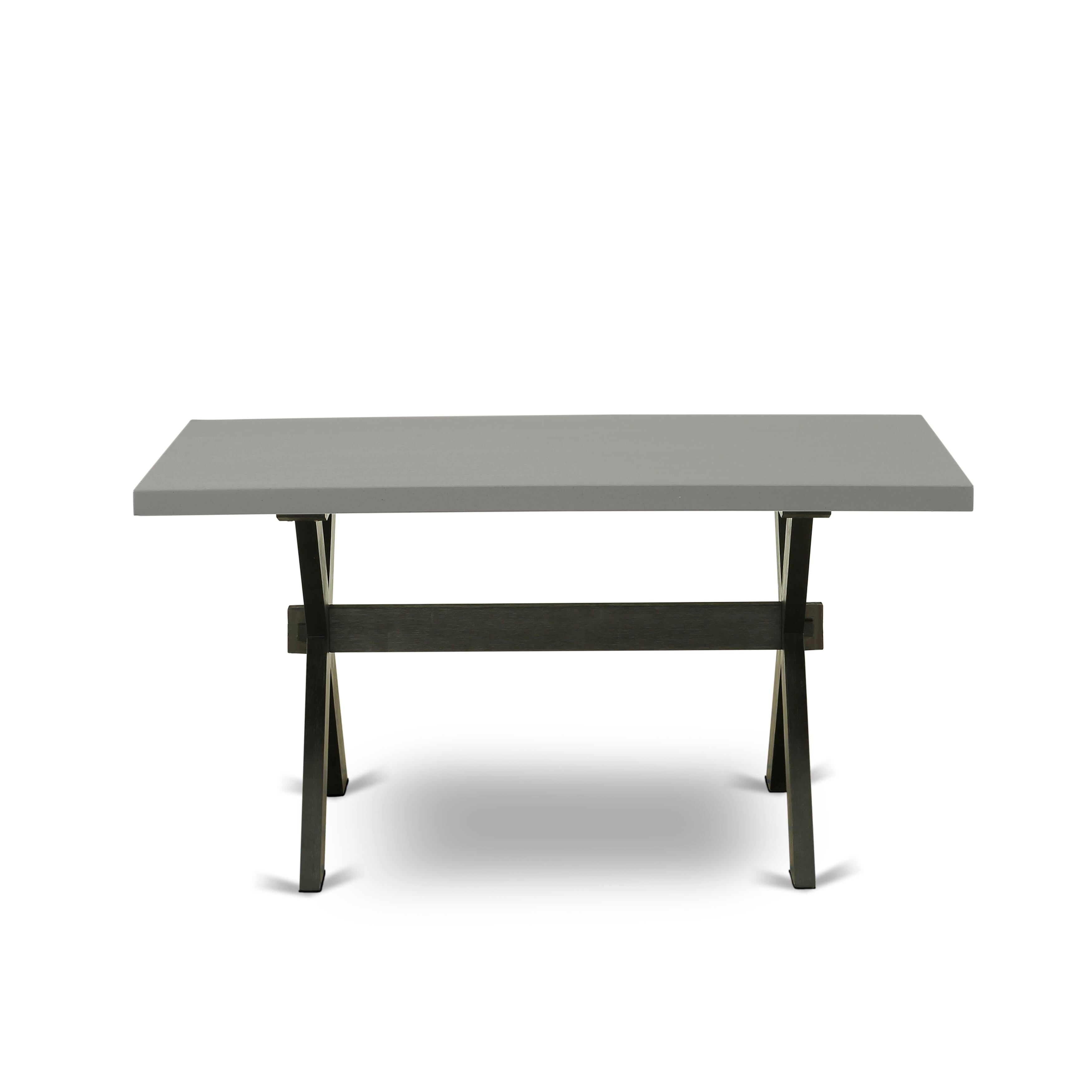 X696X2630-5 - 5-pc kitchen table set - a table & 4 stackable chairs with White and Gray Pattern Faux Leather Fabric - Wire-brushed Black