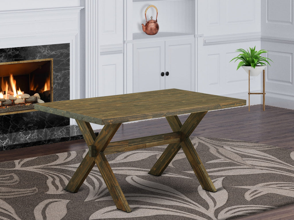 East West Furniture X776FL716-6 6-Pc Modern Dining Table Set-Dark Khaki Linen Fabric Seat and High Stylish Chair Back Dining chairs