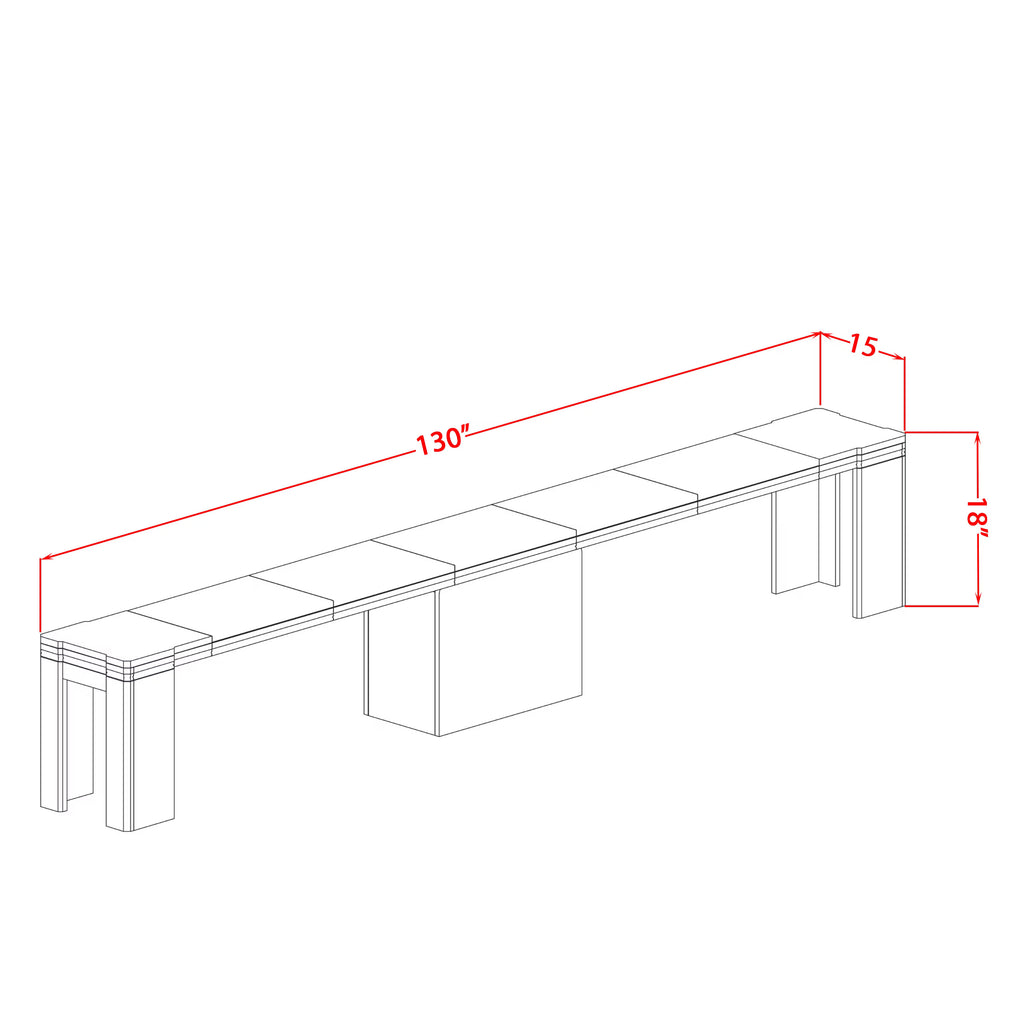 XTB-ABK-W - Extendable Dining Bench, Wire Brushed Black.