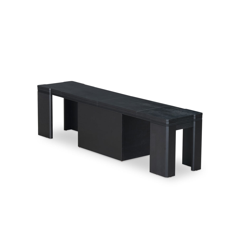 Luxe by East West Furniture X0000-2C6-00 - 4 Pieces Extendable Dining Set Includes 1 Extendable Kitchen Table, 1 Coffee Table and 2 Modern Benches, Wire Brushed Black.