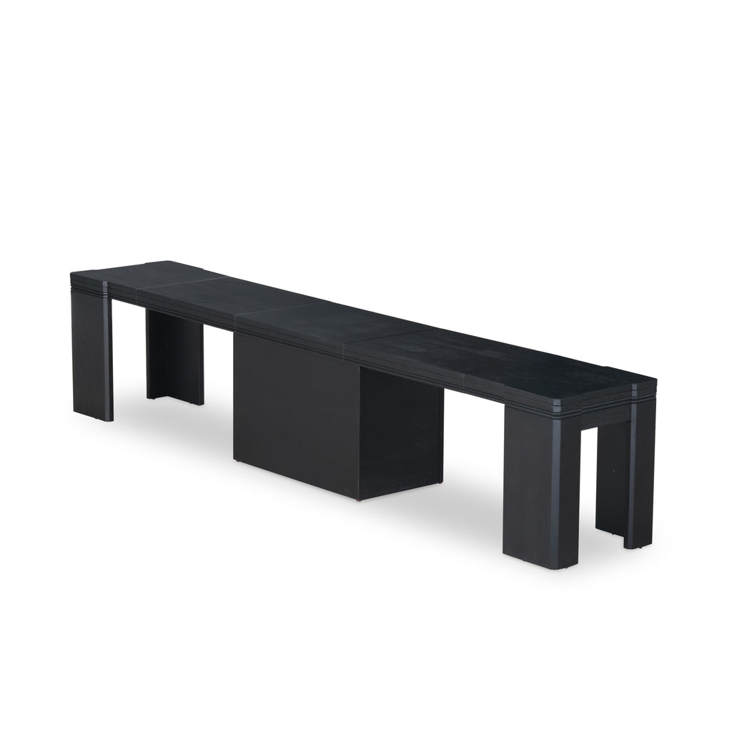 Luxe by East West Furniture X0000-2C6-00 - 4 Pieces Extendable Dining Set Includes 1 Extendable Kitchen Table, 1 Coffee Table and 2 Modern Benches, Wire Brushed Black.