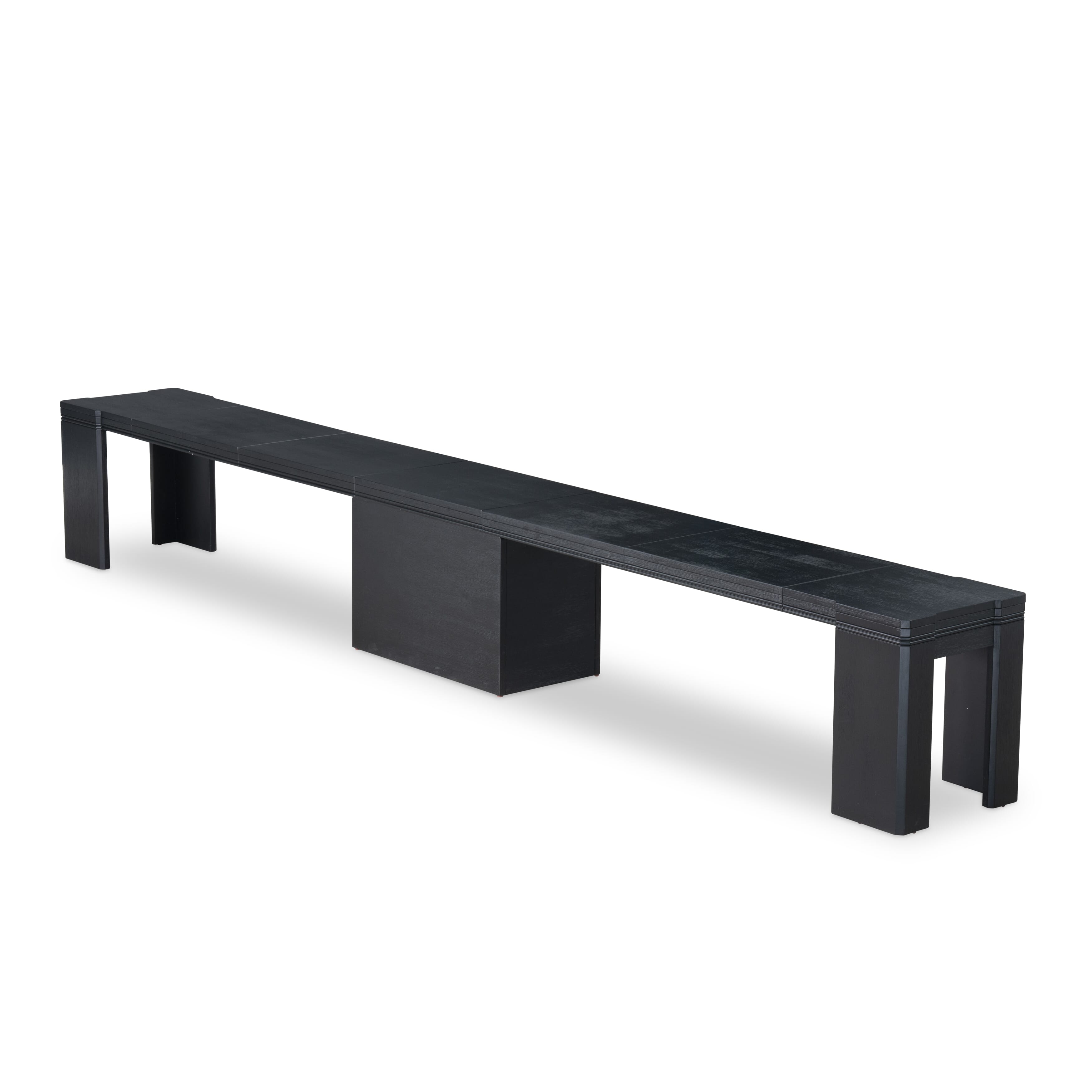 Luxe by East West Furniture X0000-206-00 - 3 Pieces Dining Set Includes 1 Extendable Kitchen Table and 2 Modern Benches, Wire Brushed Black.