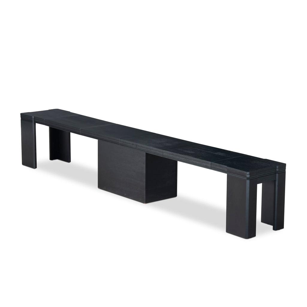 Luxe by East West Furniture X0000-2C6-00 - 4 Pieces Extendable Dining Set Includes 1 Extendable Kitchen Table, 1 Coffee Table and 2 Modern Benches, Wire Brushed Black.