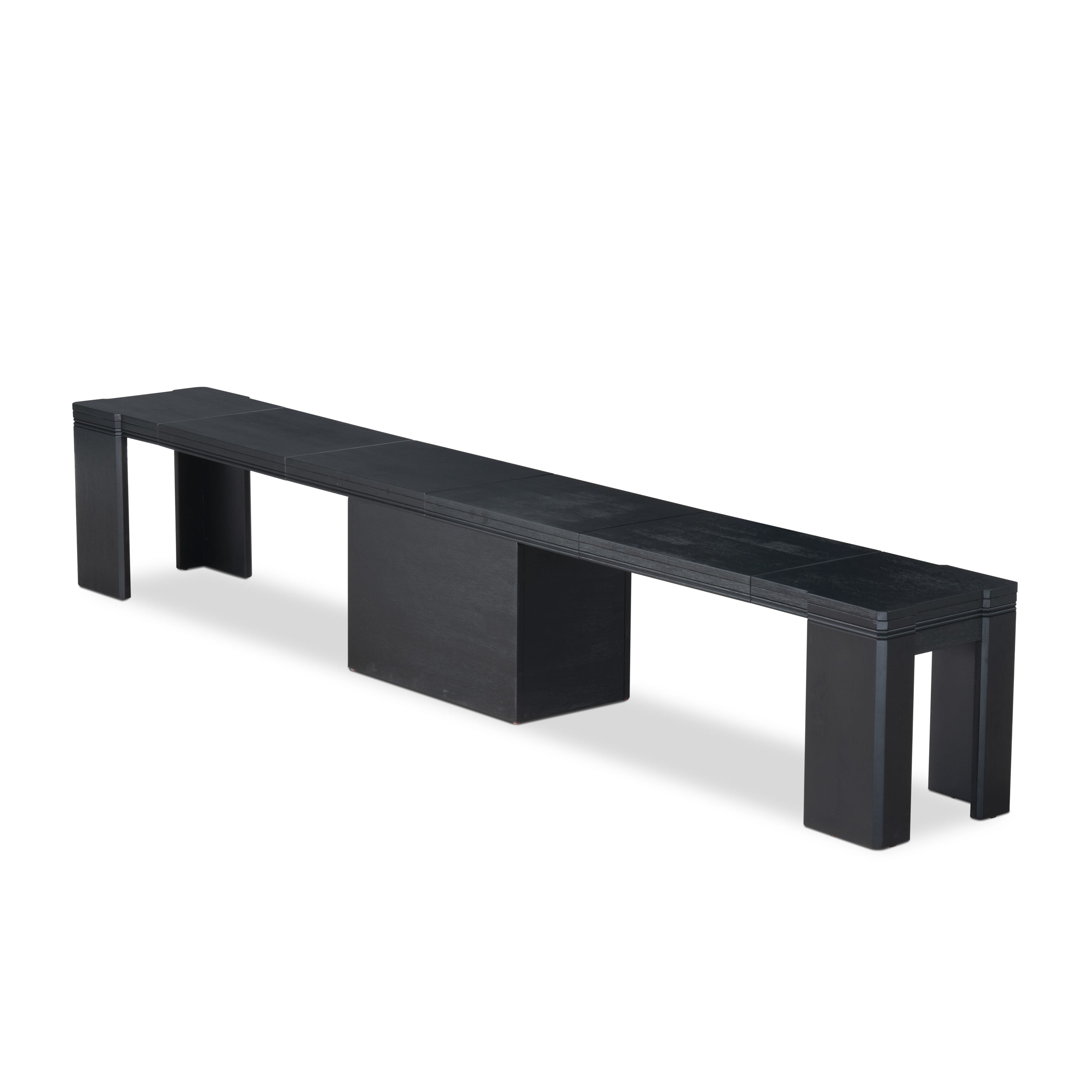 Luxe by East West Furniture X0000-206-00 - 3 Pieces Dining Set Includes 1 Extendable Kitchen Table and 2 Modern Benches, Wire Brushed Black.