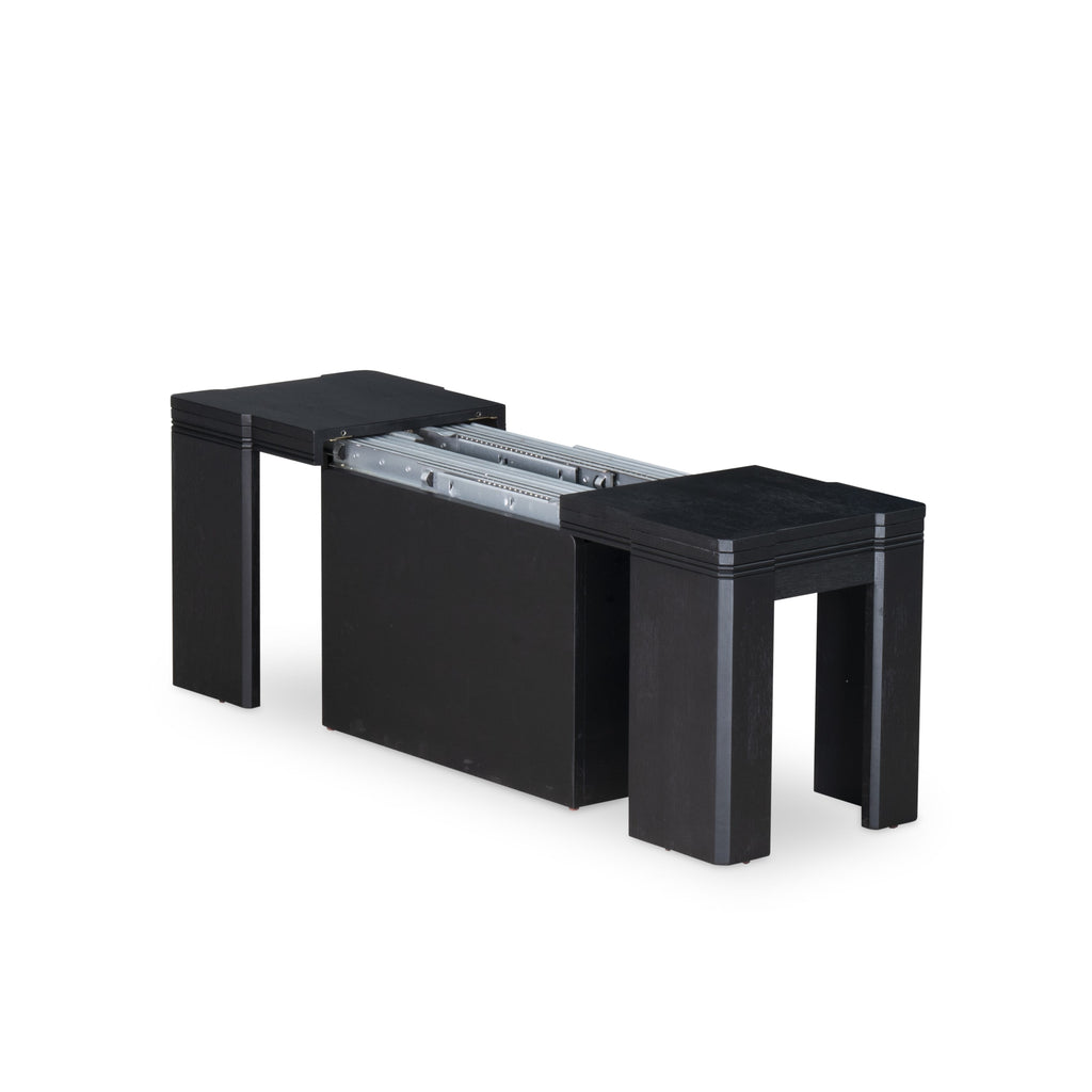 Luxe by East West Furniture X0000-2C6-00 - 4 Pieces Extendable Dining Set Includes 1 Extendable Kitchen Table, 1 Coffee Table and 2 Modern Benches, Wire Brushed Black.
