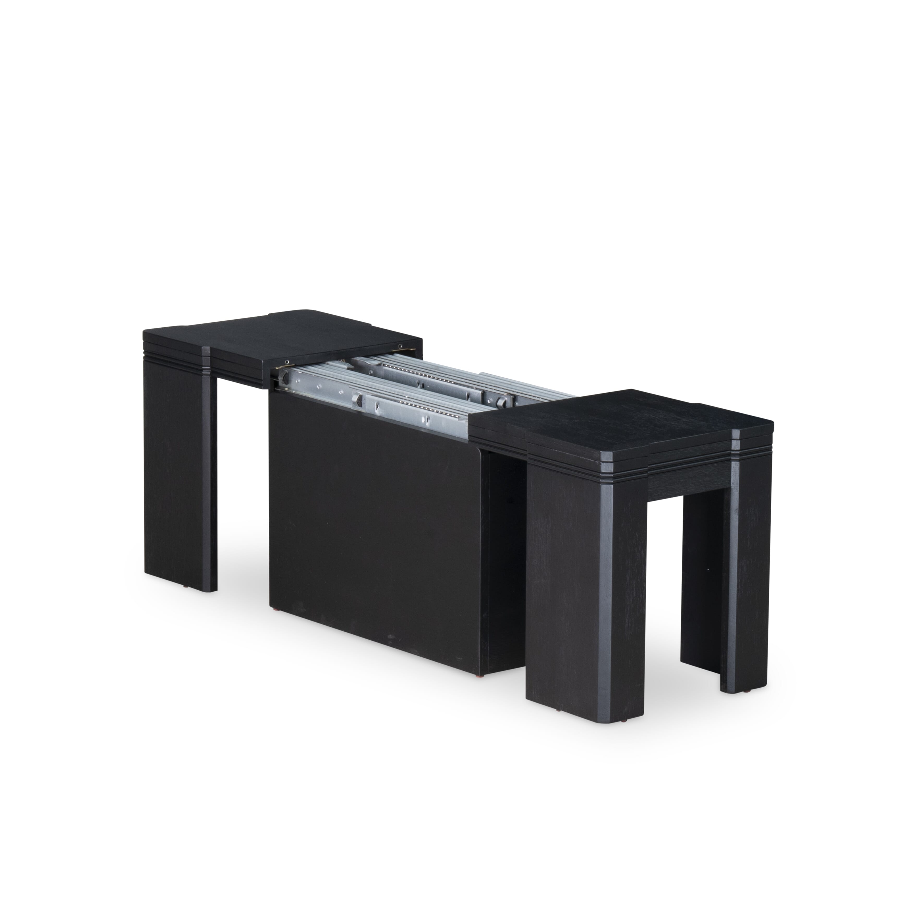 Luxe by East West Furniture X0000-206-00 - 3 Pieces Dining Set Includes 1 Extendable Kitchen Table and 2 Modern Benches, Wire Brushed Black.