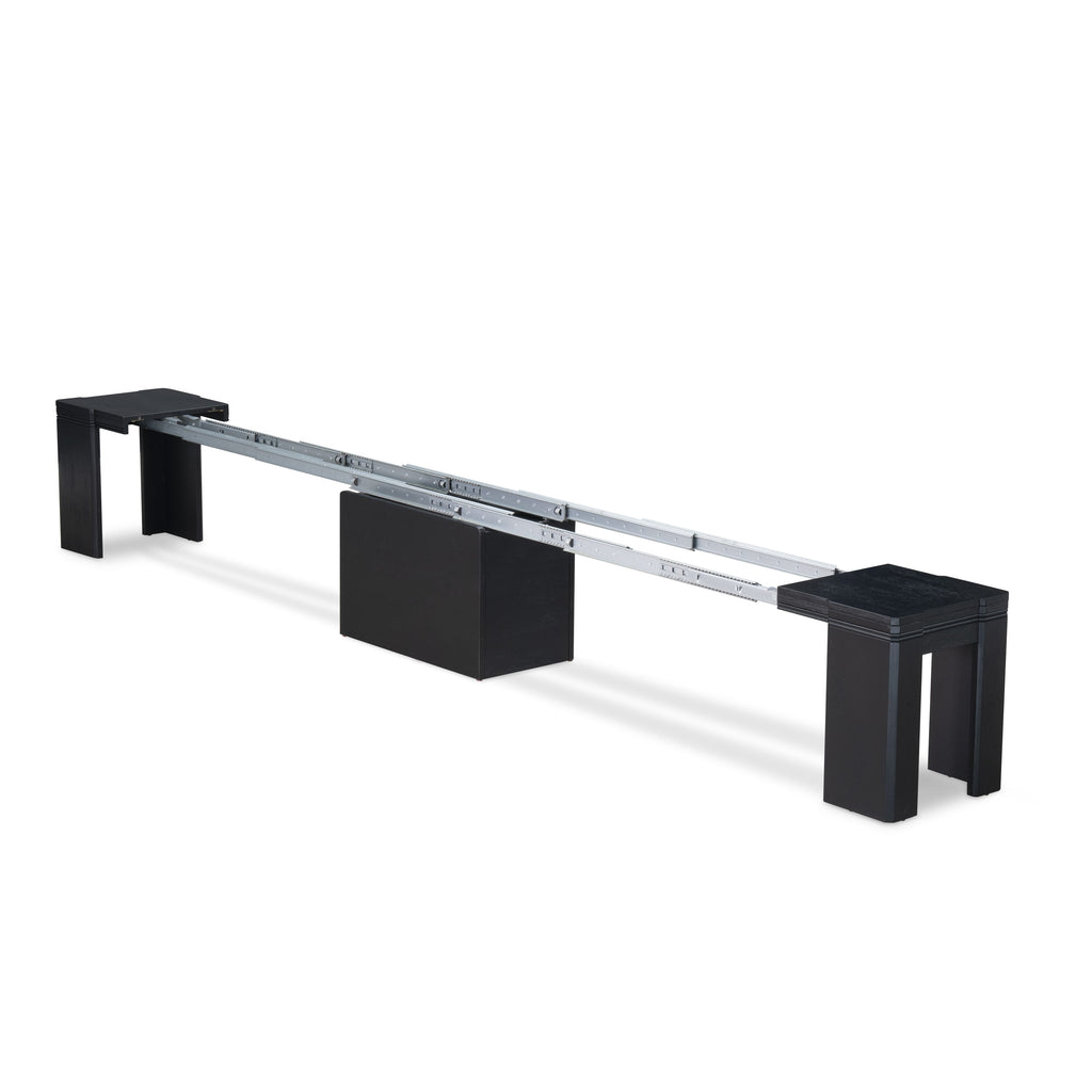 Luxe by East West Furniture X0000-2C6-00 - 4 Pieces Extendable Dining Set Includes 1 Extendable Kitchen Table, 1 Coffee Table and 2 Modern Benches, Wire Brushed Black.