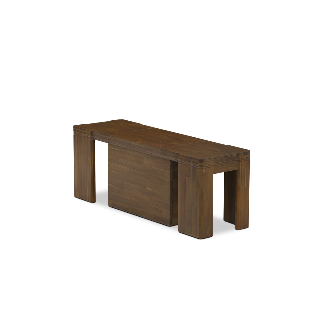 Luxe East West Furniture X0000-B08-00 2-piece Dining Room Table Set of an included Rectangular Dining Table with a Dining bench and an antique Walnut.