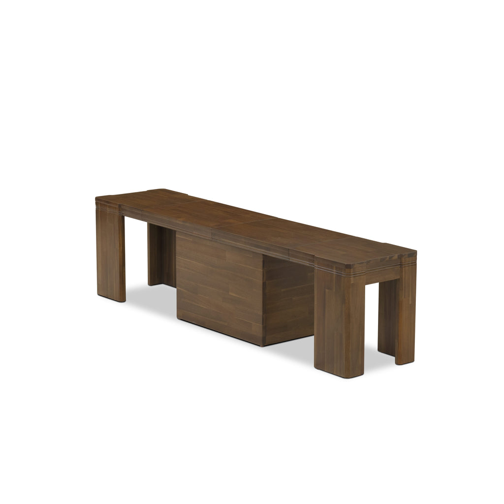 Luxe East West Furniture X0000-B08-00 2-piece Dining Room Table Set of an included Rectangular Dining Table with a Dining bench and an antique Walnut.