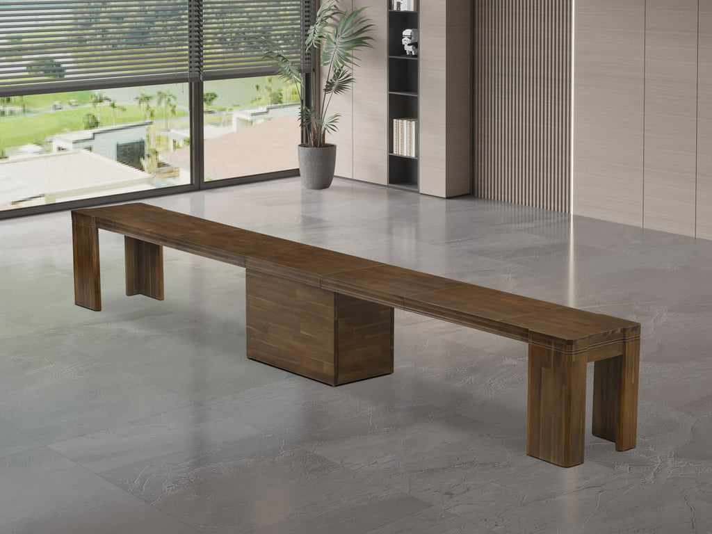 Luxe East West Furniture X0000-B08-00 2-piece Dining Room Table Set of an included Rectangular Dining Table with a Dining bench and an antique Walnut.