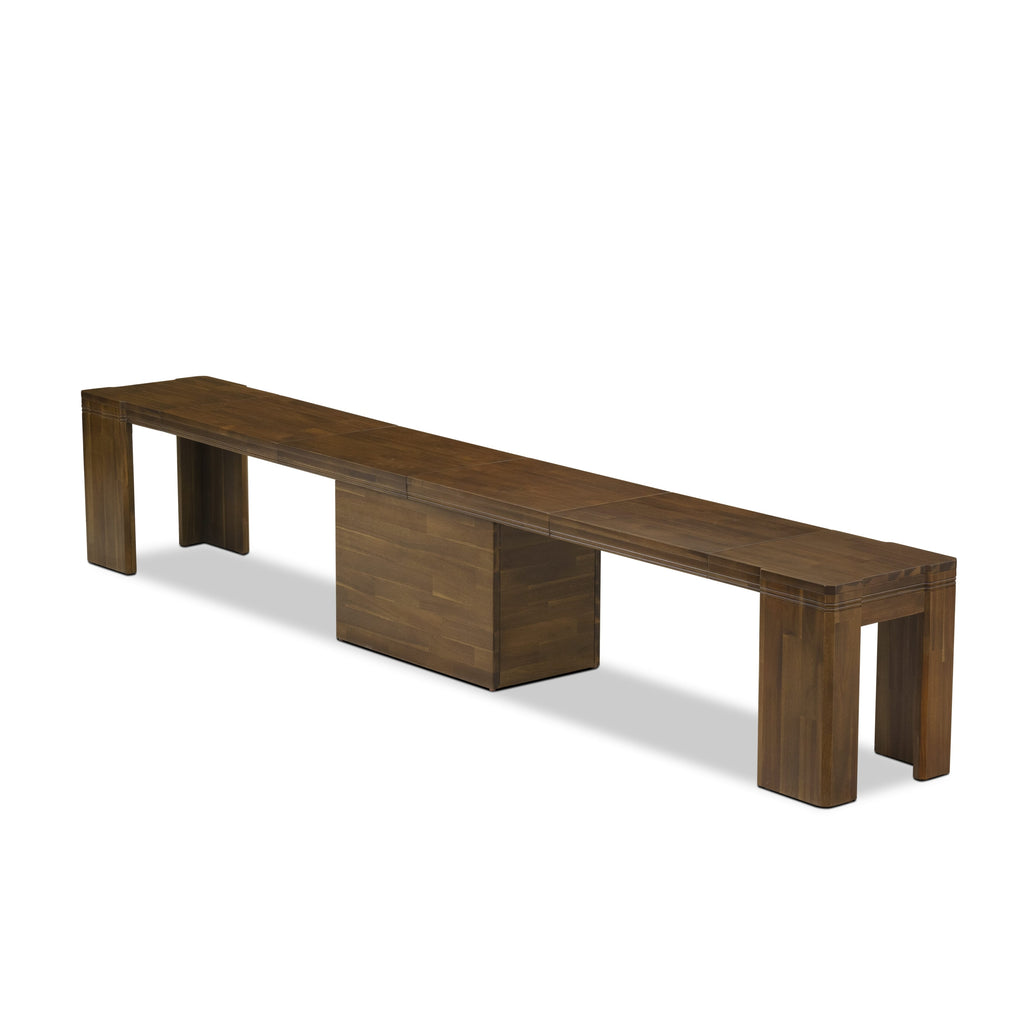 Luxe East West Furniture X0000-B08-00 2-piece Dining Room Table Set of an included Rectangular Dining Table with a Dining bench and an antique Walnut.