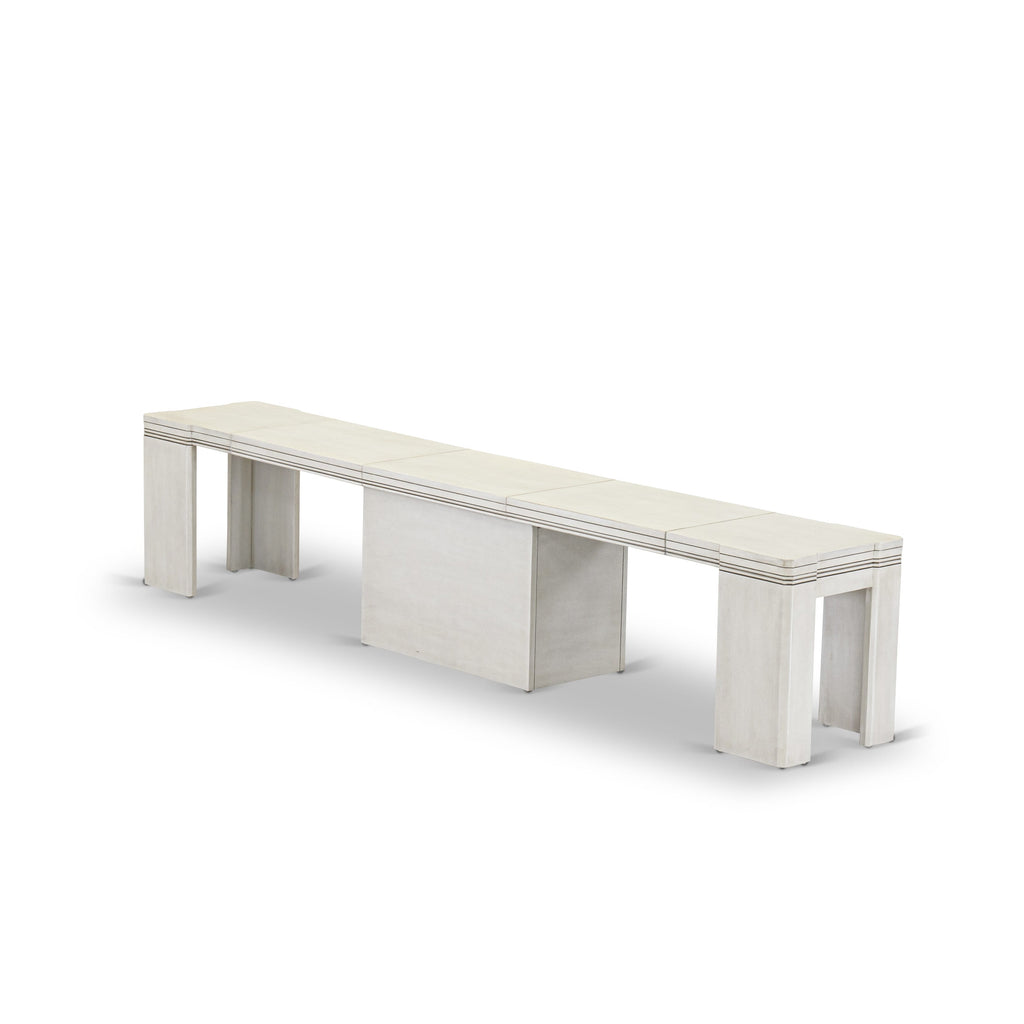Luxe by East West Furniture X0000-20W-00 - 3 Pieces Extendable Kitchen Table Set Includes 1 Extendable Kitchen Table and 2 Modern Benches, Antique White.