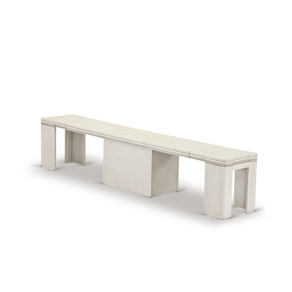 Luxe by East West Furniture X0000-20W-00 - 3 Pieces Extendable Kitchen Table Set Includes 1 Extendable Kitchen Table and 2 Modern Benches, Antique White.