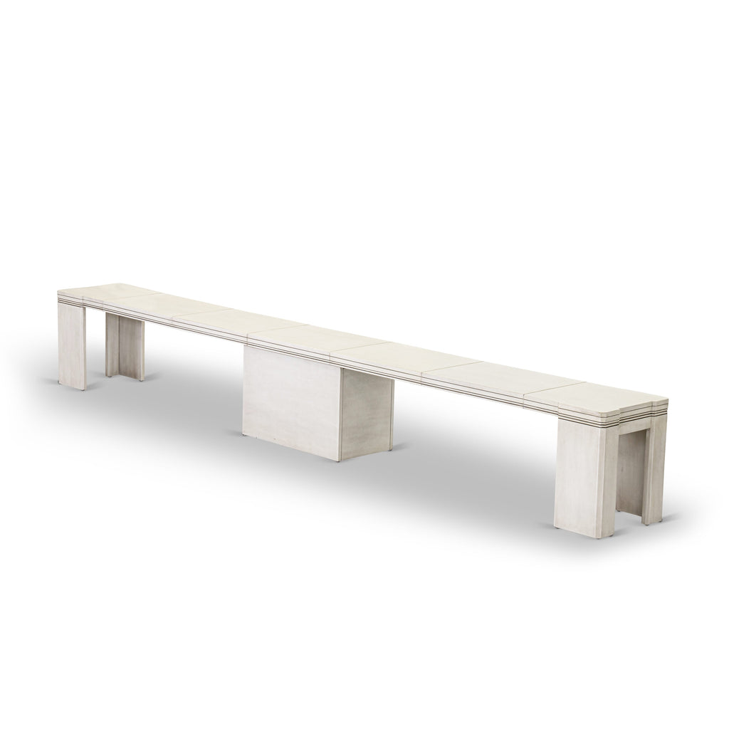 Luxe East West Furniture X07X1-BC6-24 Juego de mesa de comedor moderna de 10 piezas: una mesa de comedor rectangular con una mesa de centro y un banco de madera y 7 sillas apilables de tela de lino negro