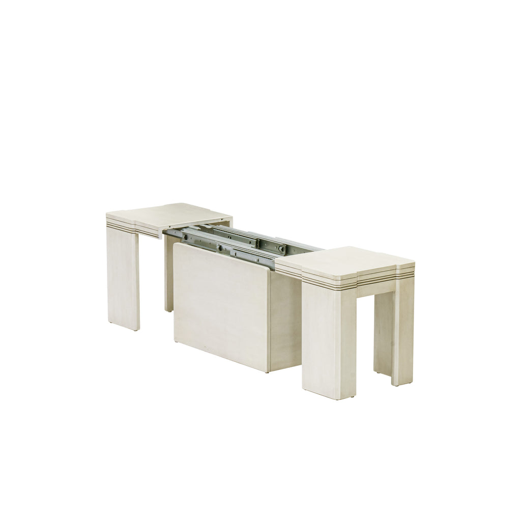 Luxe by East West Furniture X0000-2CW-00 - 4 Pieces Extendable Dining Set Includes 1 Extendable Kitchen Table, 1 Coffee Table and 2 Modern Benches, Antique White.
