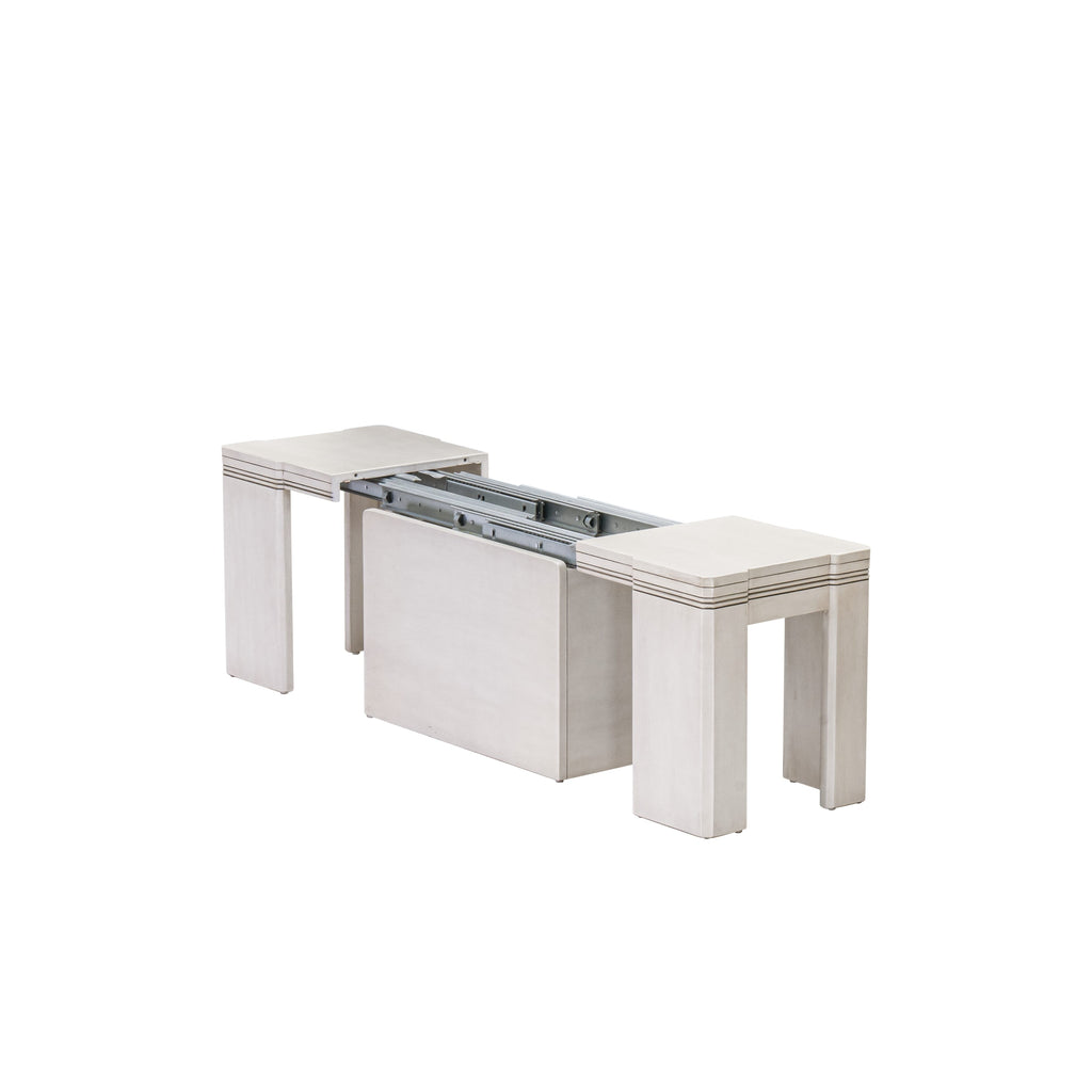 Luxe by East West Furniture X0000-20W-00 - 3 Pieces Extendable Kitchen Table Set Includes 1 Extendable Kitchen Table and 2 Modern Benches, Antique White.