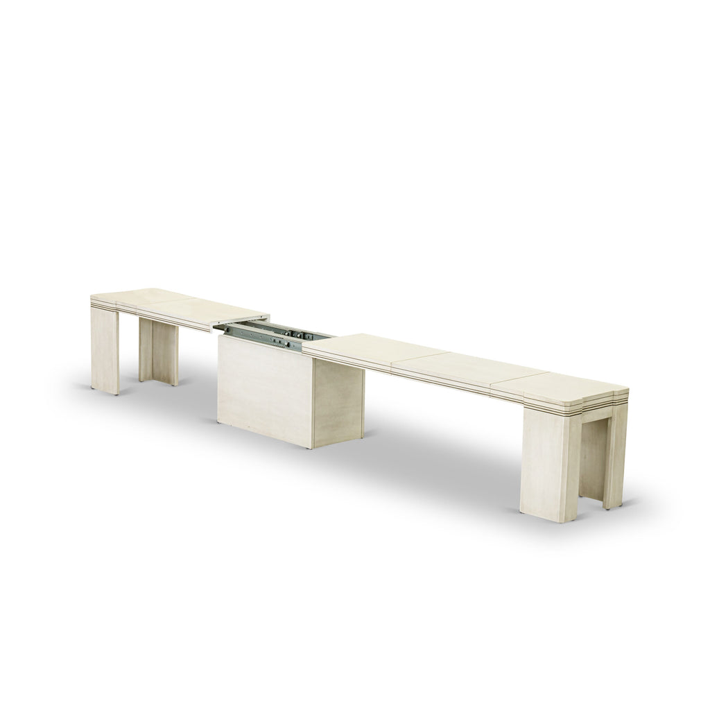 Luxe by East West Furniture X0000-20W-00 - 3 Pieces Extendable Kitchen Table Set Includes 1 Extendable Kitchen Table and 2 Modern Benches, Antique White.