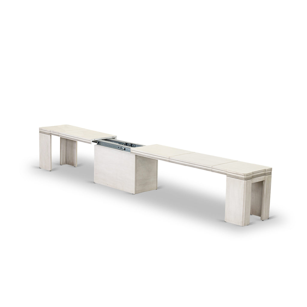 Luxe by East West Furniture X0000-20W-00 - 3 Pieces Extendable Kitchen Table Set Includes 1 Extendable Kitchen Table and 2 Modern Benches, Antique White.