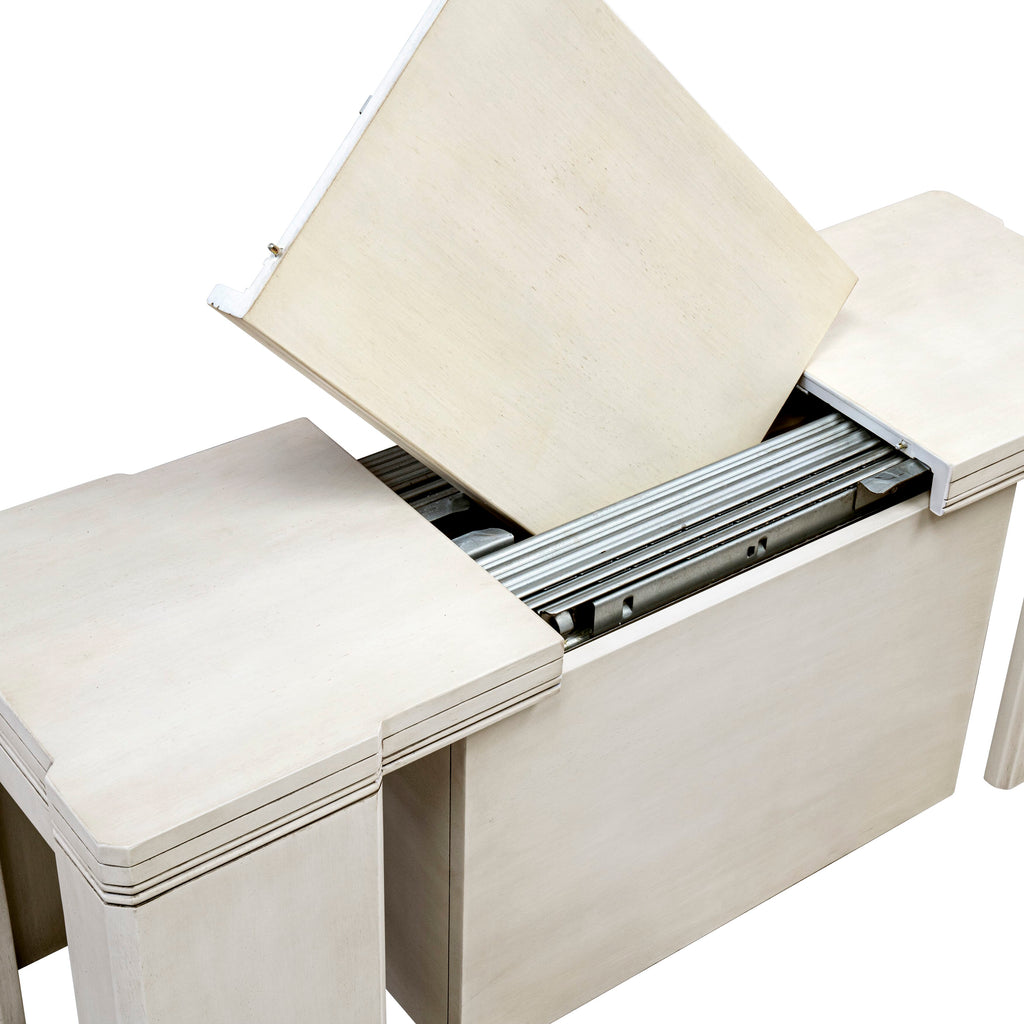 Luxe by East West Furniture X0000-20W-00 - 3 Pieces Extendable Kitchen Table Set Includes 1 Extendable Kitchen Table and 2 Modern Benches, Antique White.