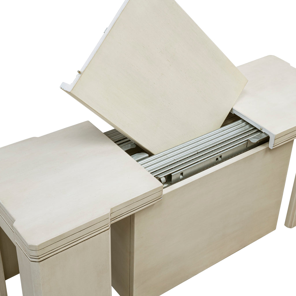Luxe by East West Furniture X0000-20W-00 - 3 Pieces Extendable Kitchen Table Set Includes 1 Extendable Kitchen Table and 2 Modern Benches, Antique White.