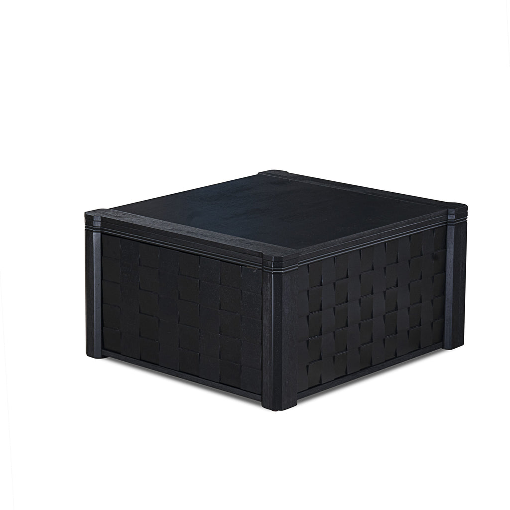 Luxe East West Furniture X07X1-BC6-24 Juego de mesa de comedor moderna de 10 piezas: una mesa de comedor rectangular con una mesa de centro y un banco de madera y 7 sillas apilables de tela de lino negro