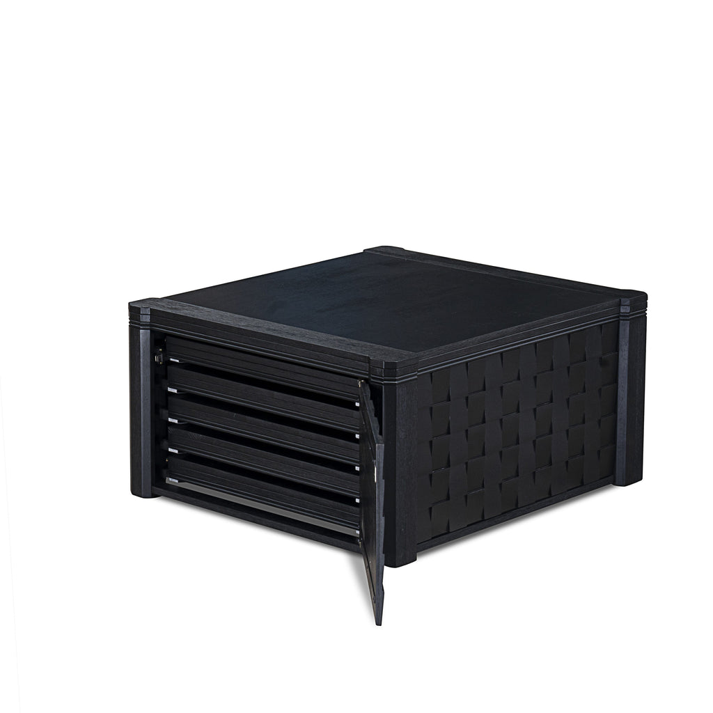 Luxe East West Furniture X07X1-BC6-24 Juego de mesa de comedor moderna de 10 piezas: una mesa de comedor rectangular con una mesa de centro y un banco de madera y 7 sillas apilables de tela de lino negro