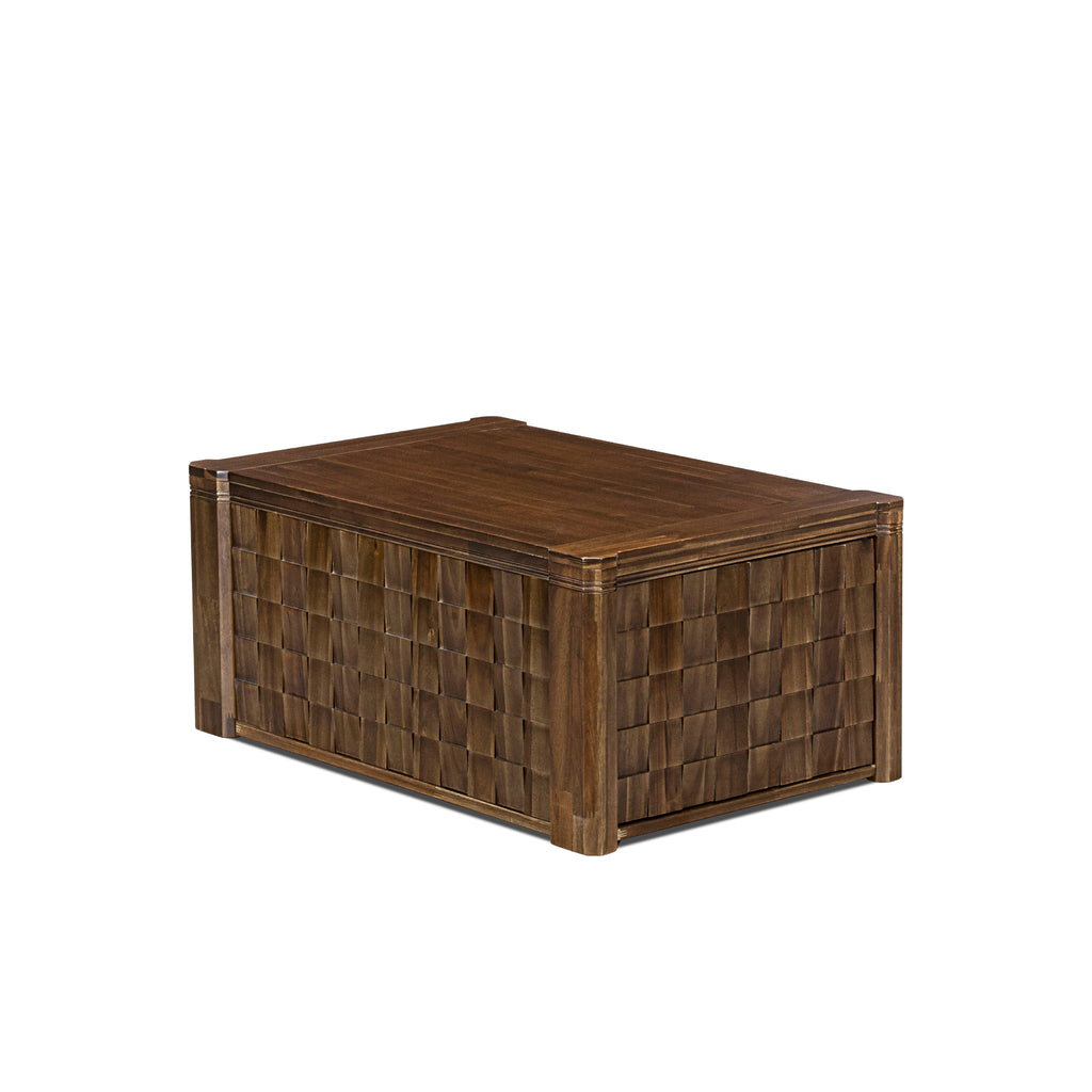 Luxe East West Furniture X0000-BC8-00 3-piece Modern Dining Table Set of a consists Rectangular Kitchen Table, Coffee table, and Dining bench with an Antique Walnut.