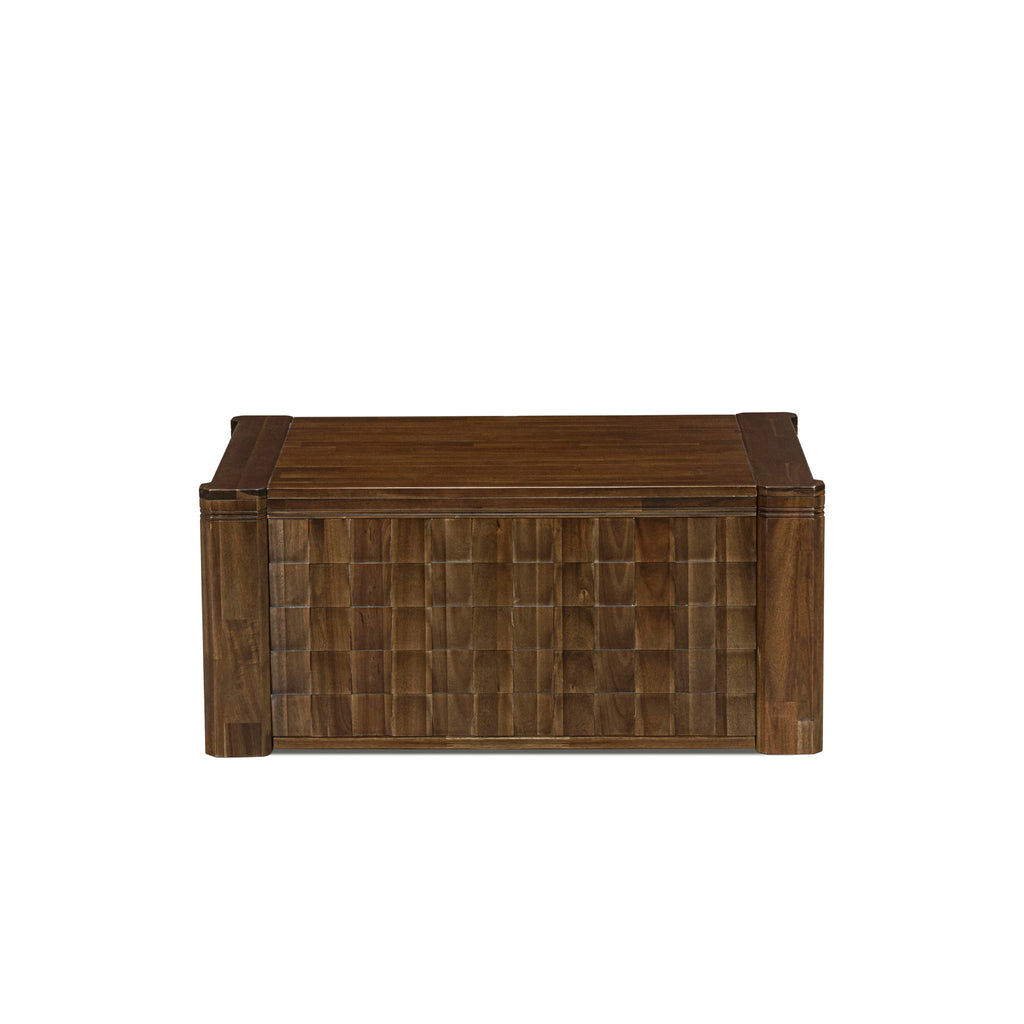 Luxe East West Furniture X0000-BC8-00 3-piece Modern Dining Table Set of a consists Rectangular Kitchen Table, Coffee table, and Dining bench with an Antique Walnut.