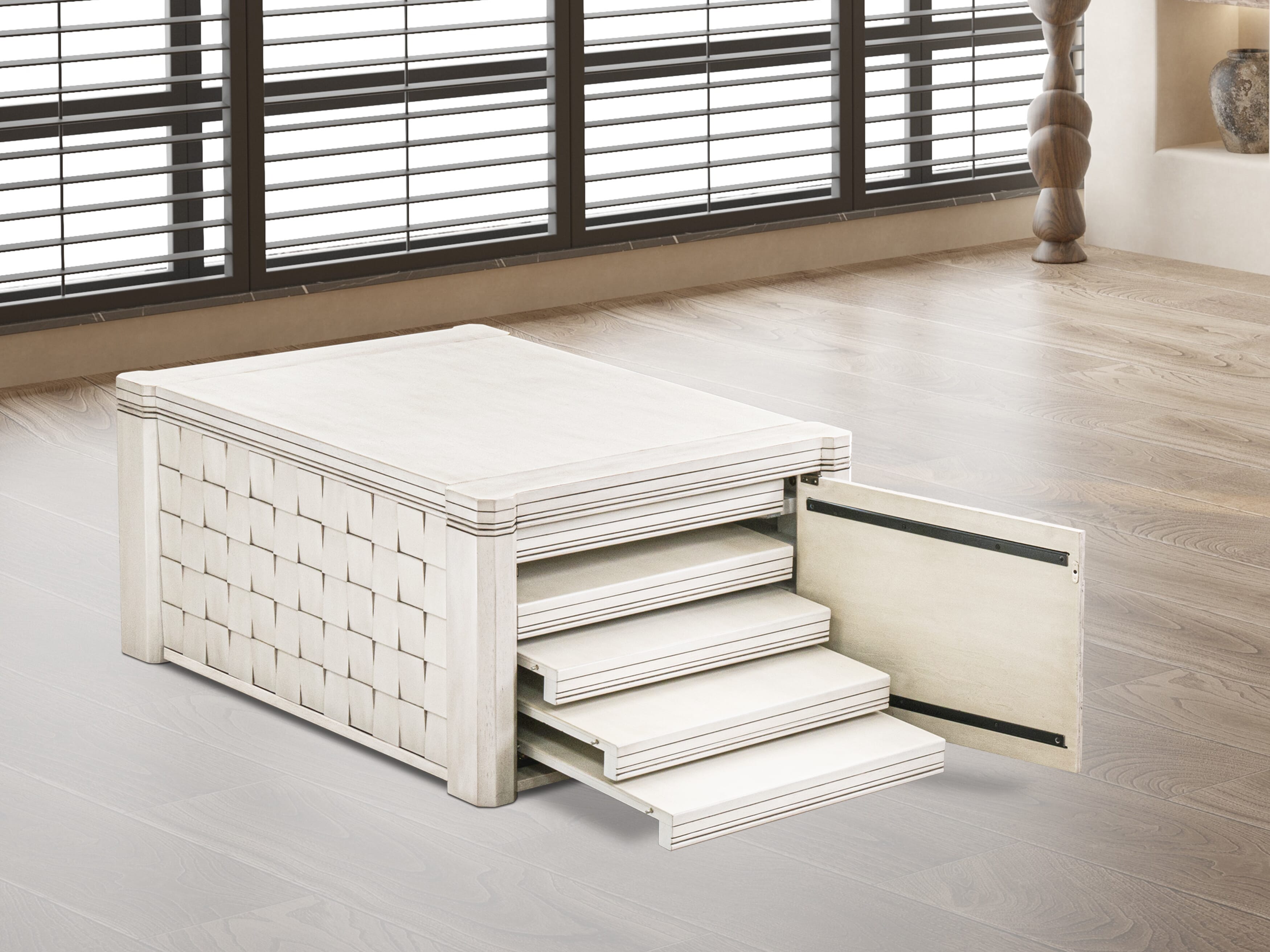 XtenCzar Coffee Table - Rectangular  42x28x19 - Antique White Finish