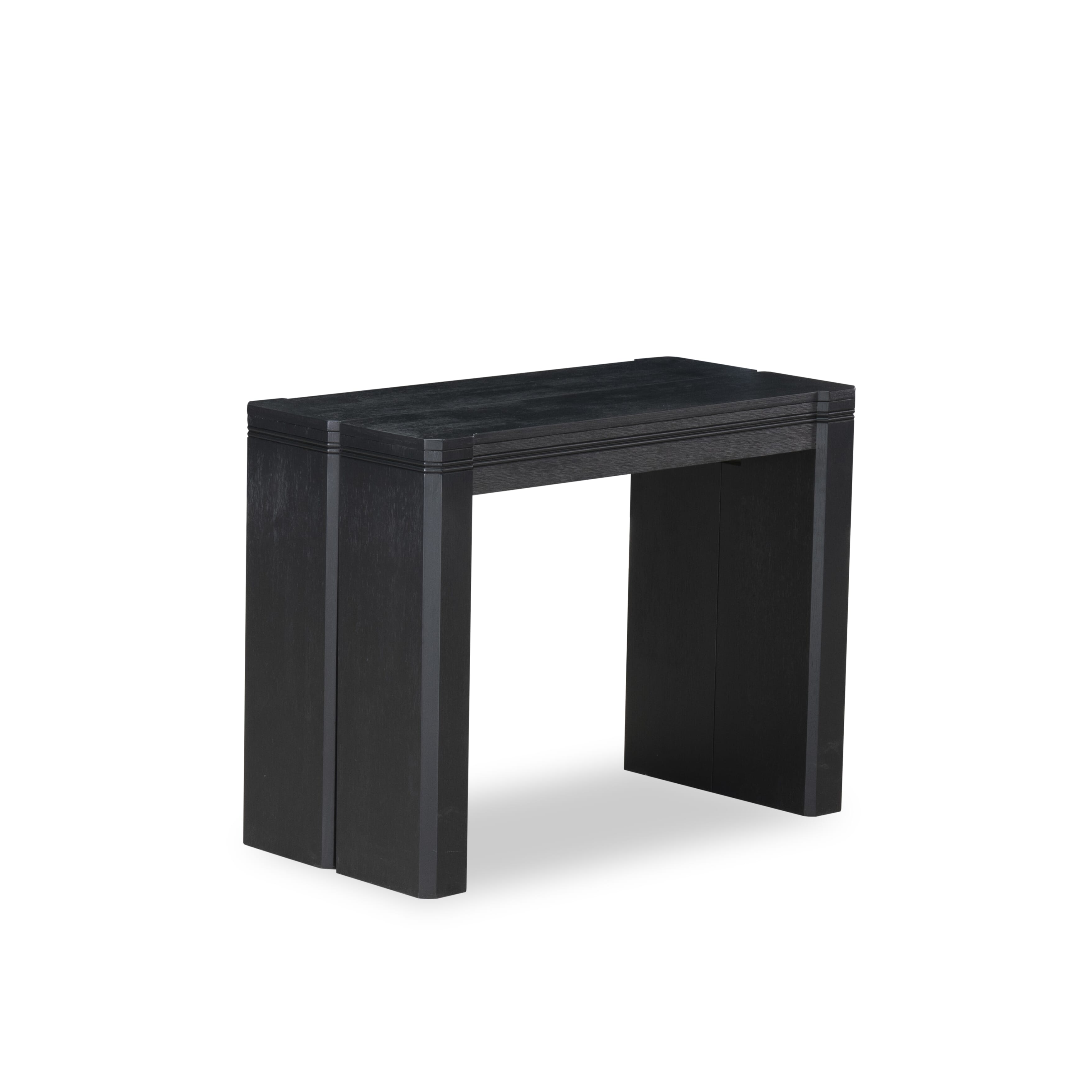 X07X1-B06-24 9-piece Modern Dining Table Set a Rectangular Xtenczar Dining Table and 2 wooden Benches and 7 Black Linen Fabric Stackable Chair, Wire Brushed Black