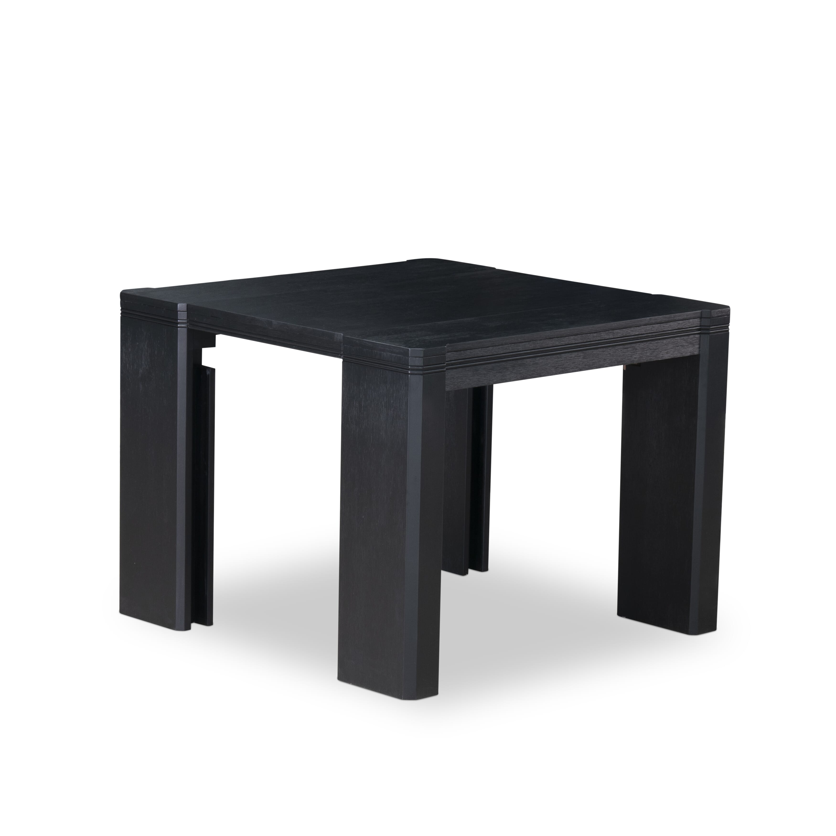 X07X1-B06-24 9-piece Modern Dining Table Set a Rectangular Xtenczar Dining Table and 2 wooden Benches and 7 Black Linen Fabric Stackable Chair, Wire Brushed Black