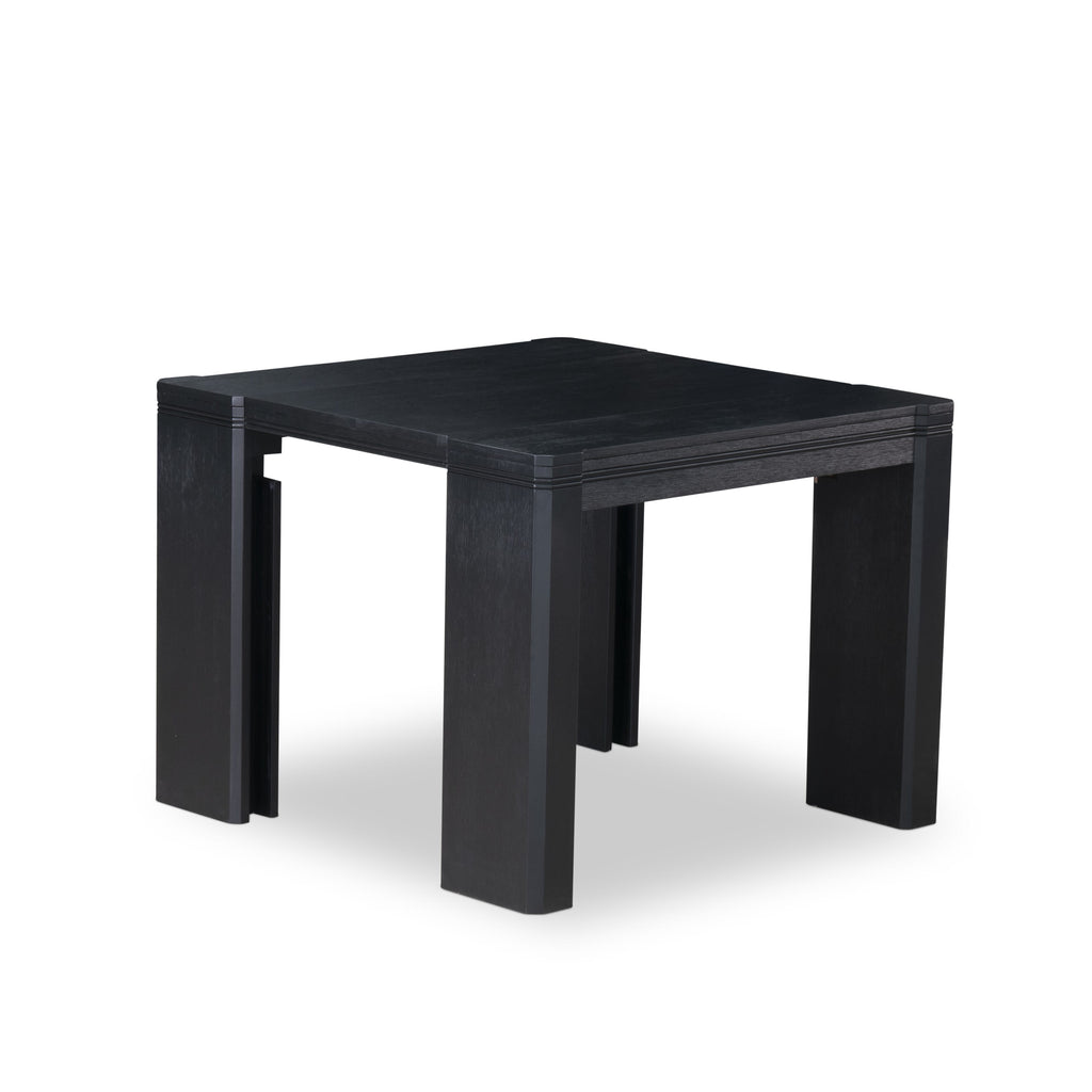 Luxe East West Furniture X07FL-B06-24 9-piece Dining Room Table Set a Rectangular Kitchen Table and a wooden Bench and 7 Black Linen Fabric Dining Chair