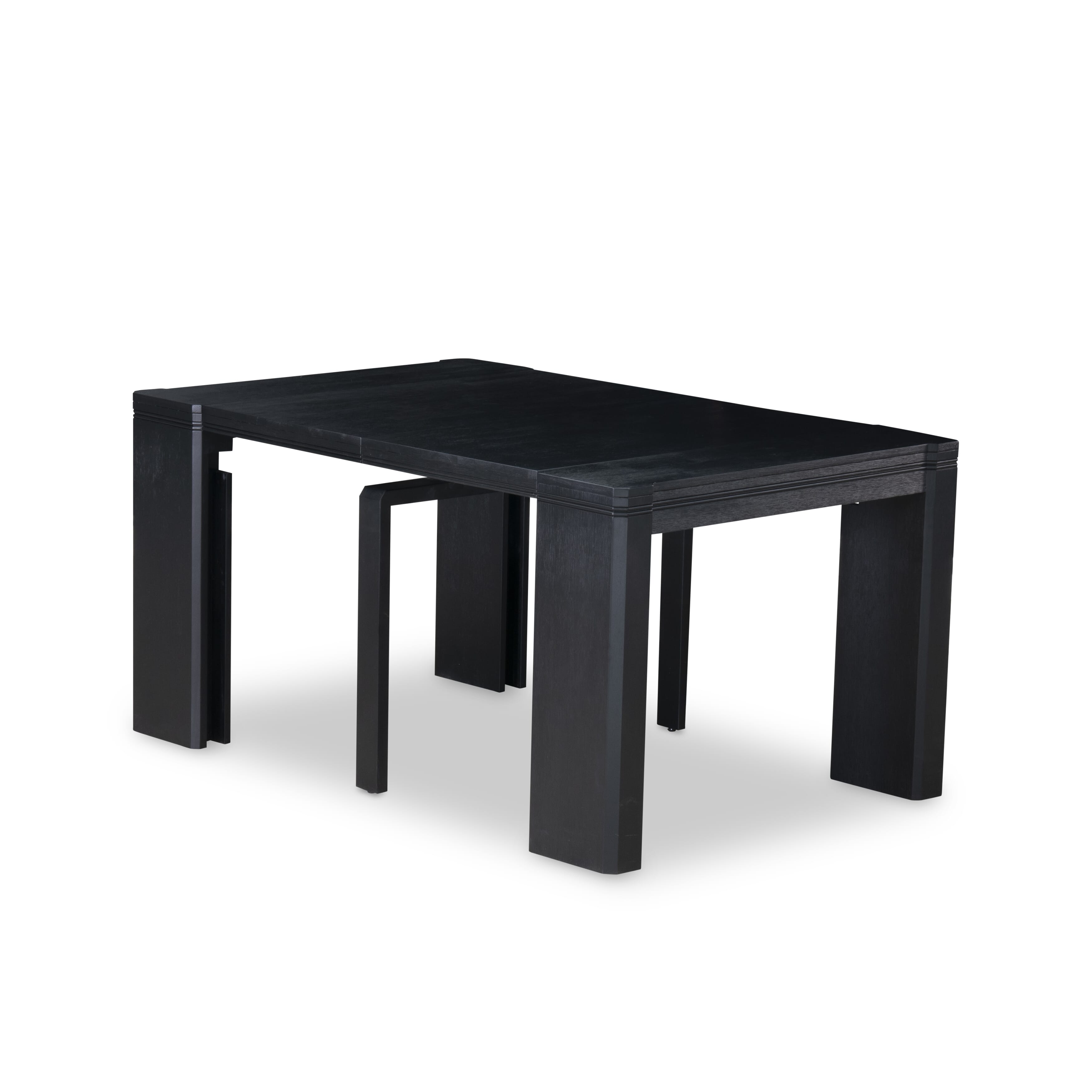 X12FO-0C6-24 14-piece Xtenczar Dining Table Set a Rectangular Xtenczar Dining Table with a coffee Table and 12 Black Linen Fabric kitchen Chair, Wire Brushed Black