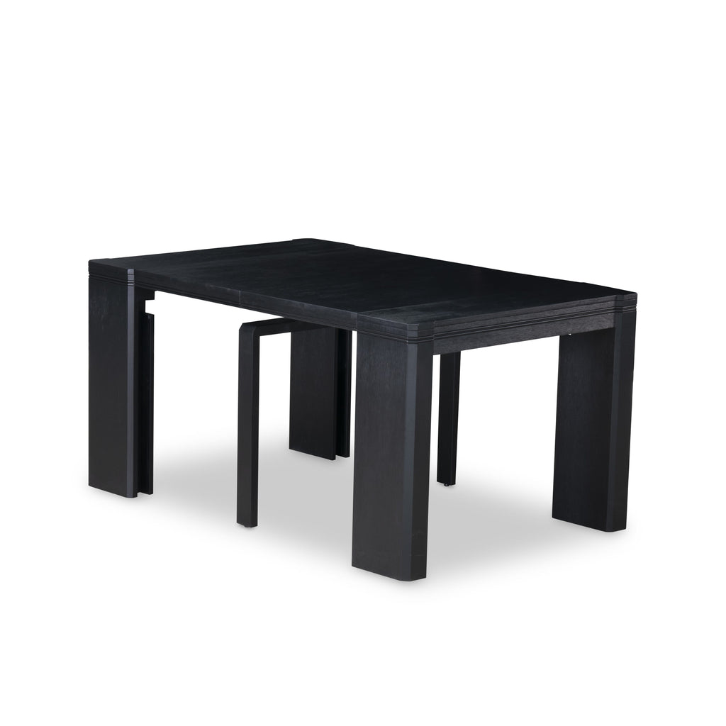 Luxe East West Furniture X07FL-B06-24 9-piece Dining Room Table Set a Rectangular Kitchen Table and a wooden Bench and 7 Black Linen Fabric Dining Chair