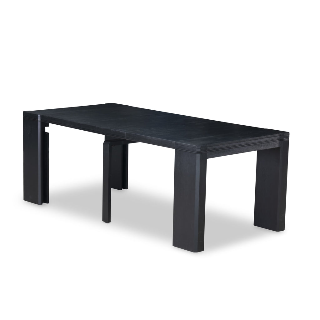 Luxe East West Furniture X07FL-B06-24 9-piece Dining Room Table Set a Rectangular Kitchen Table and a wooden Bench and 7 Black Linen Fabric Dining Chair