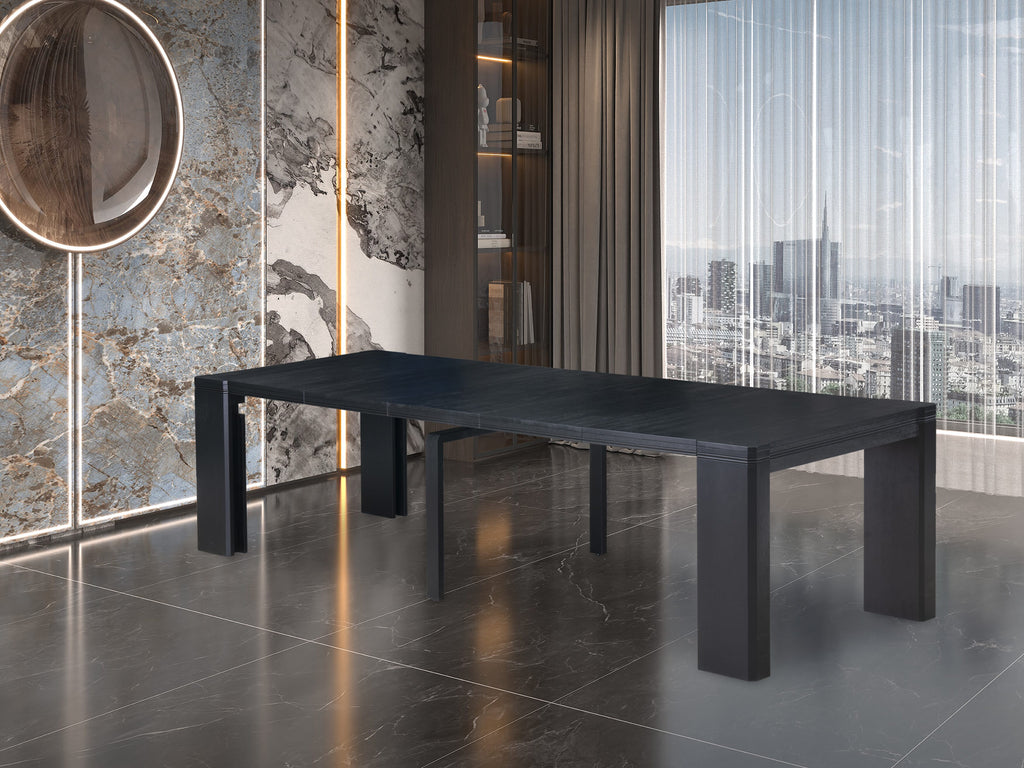 Luxe by East West Furniture X0000-206-00 - 3 Pieces Dining Set Includes 1 Extendable Kitchen Table and 2 Modern Benches, Wire Brushed Black.