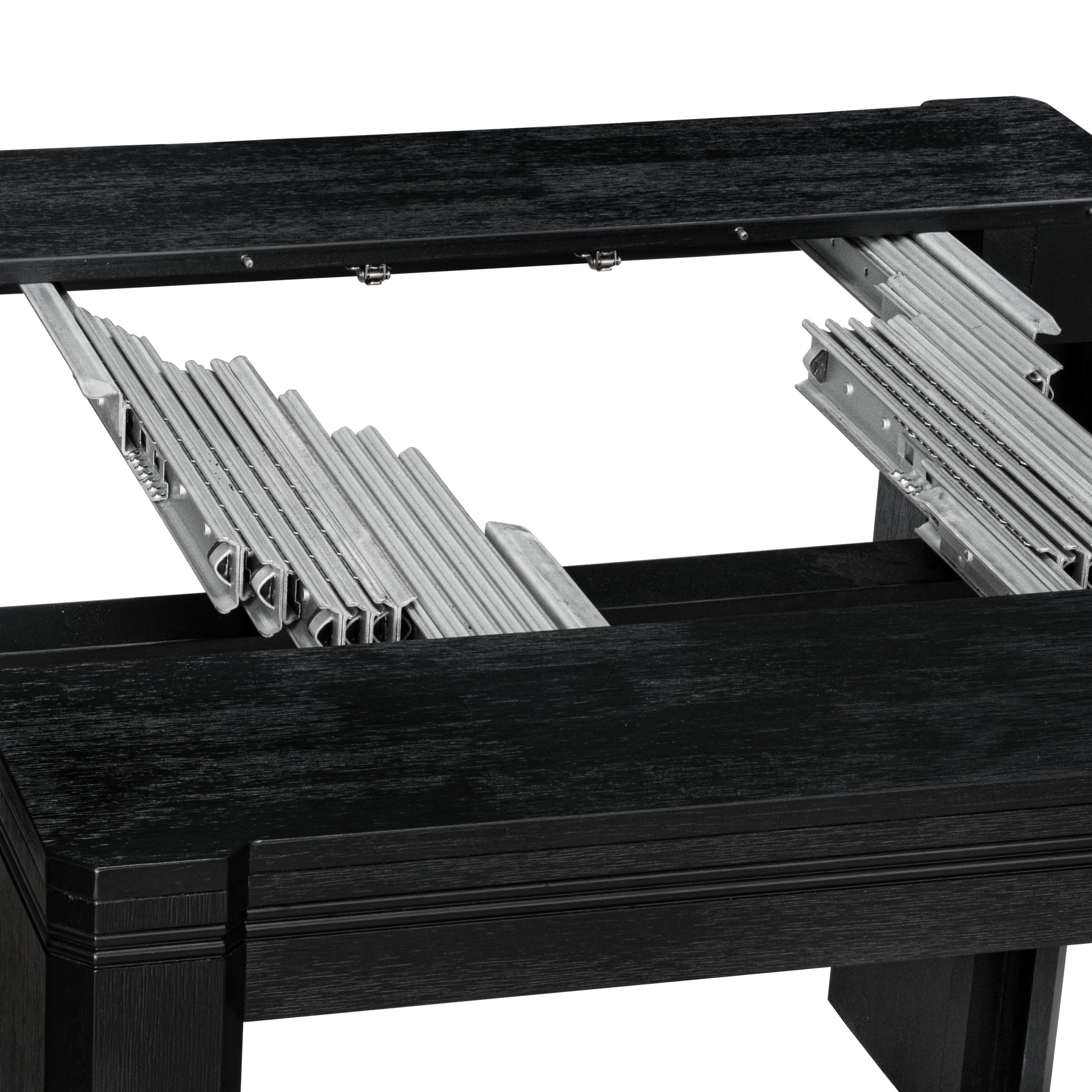 Luxe by East West Furniture - X0000-BC6-00 - 2-piece kitchen table set includes a wire brushed black breakfast table and an antique white wooden bench with a coffee table