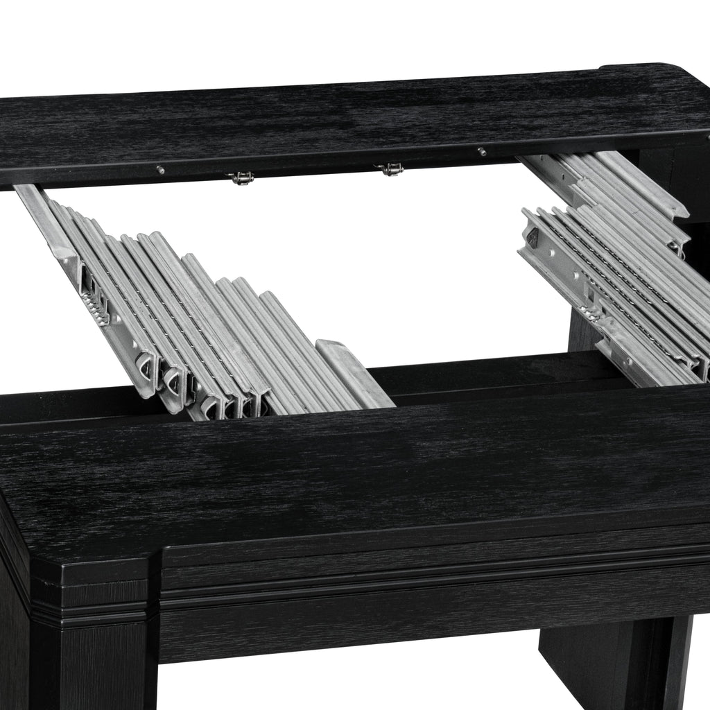 Luxe by East West Furniture X0000-206-00 - 3 Pieces Dining Set Includes 1 Extendable Kitchen Table and 2 Modern Benches, Wire Brushed Black.