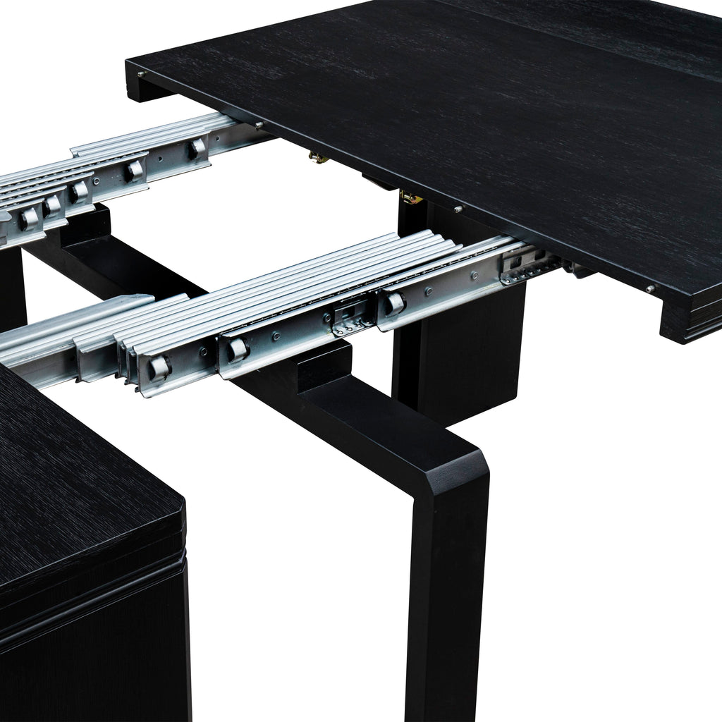 Luxe by East West Furniture X0000-206-00 - 3 Pieces Dining Set Includes 1 Extendable Kitchen Table and 2 Modern Benches, Wire Brushed Black.