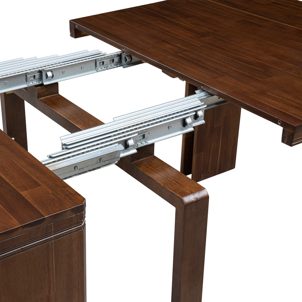 Luxe East West Furniture X0000-B08-00 2-piece Dining Room Table Set of an included Rectangular Dining Table with a Dining bench and an antique Walnut.