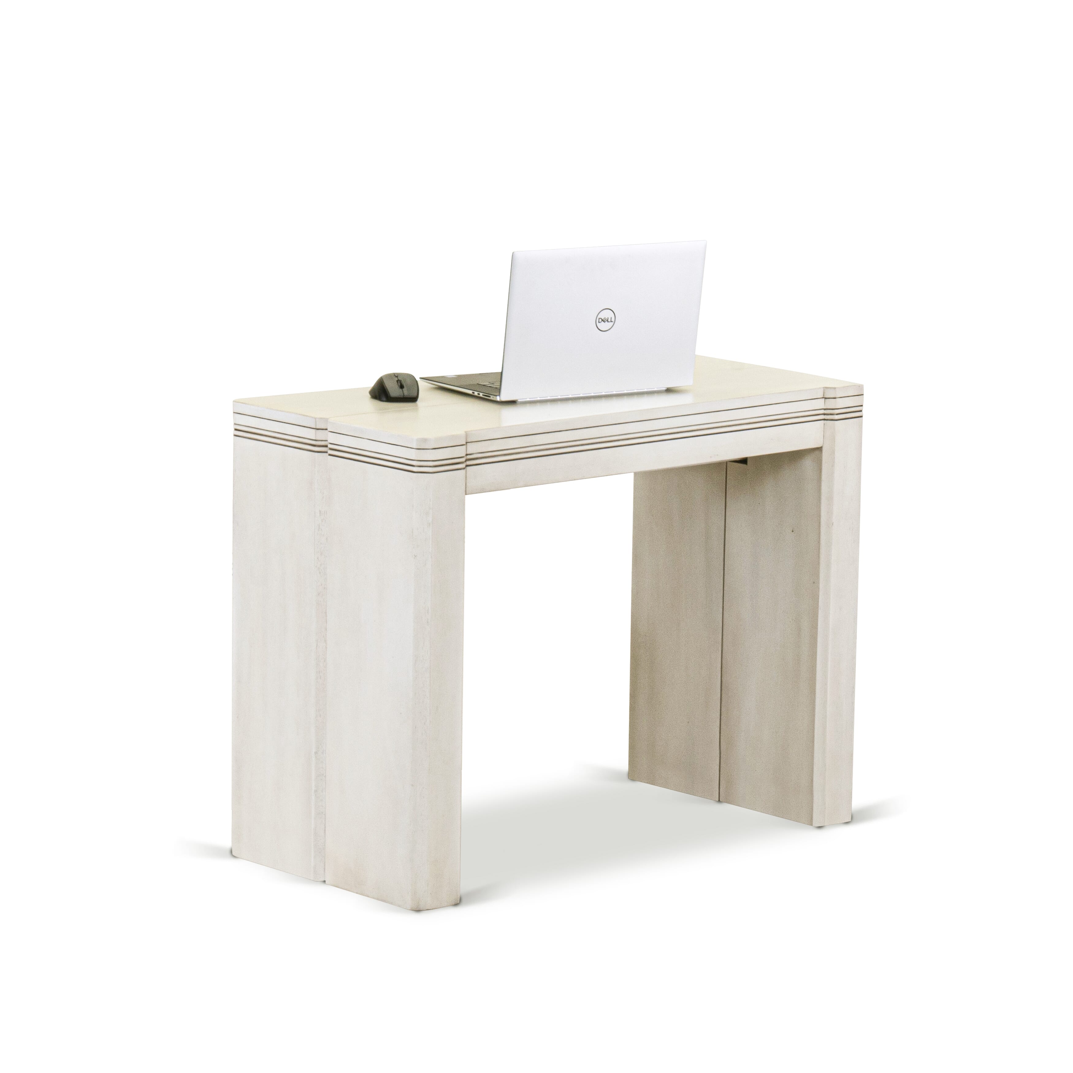 Luxe by East West Furniture X0000-B0W-00 - 2 Pieces Extendable Dining Set Includes 1 Extendable Kitchen Table and a Modern Bench, Antique White.