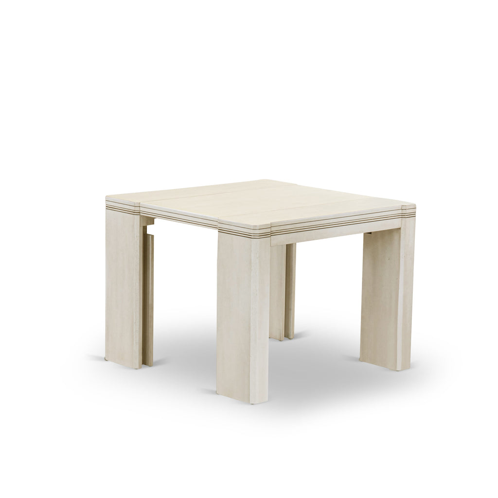 Luxe by East West Furniture X0000-20W-00 - 3 Pieces Extendable Kitchen Table Set Includes 1 Extendable Kitchen Table and 2 Modern Benches, Antique White.