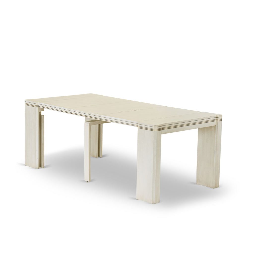 Luxe by East West Furniture X0000-20W-00 - 3 Pieces Extendable Kitchen Table Set Includes 1 Extendable Kitchen Table and 2 Modern Benches, Antique White.