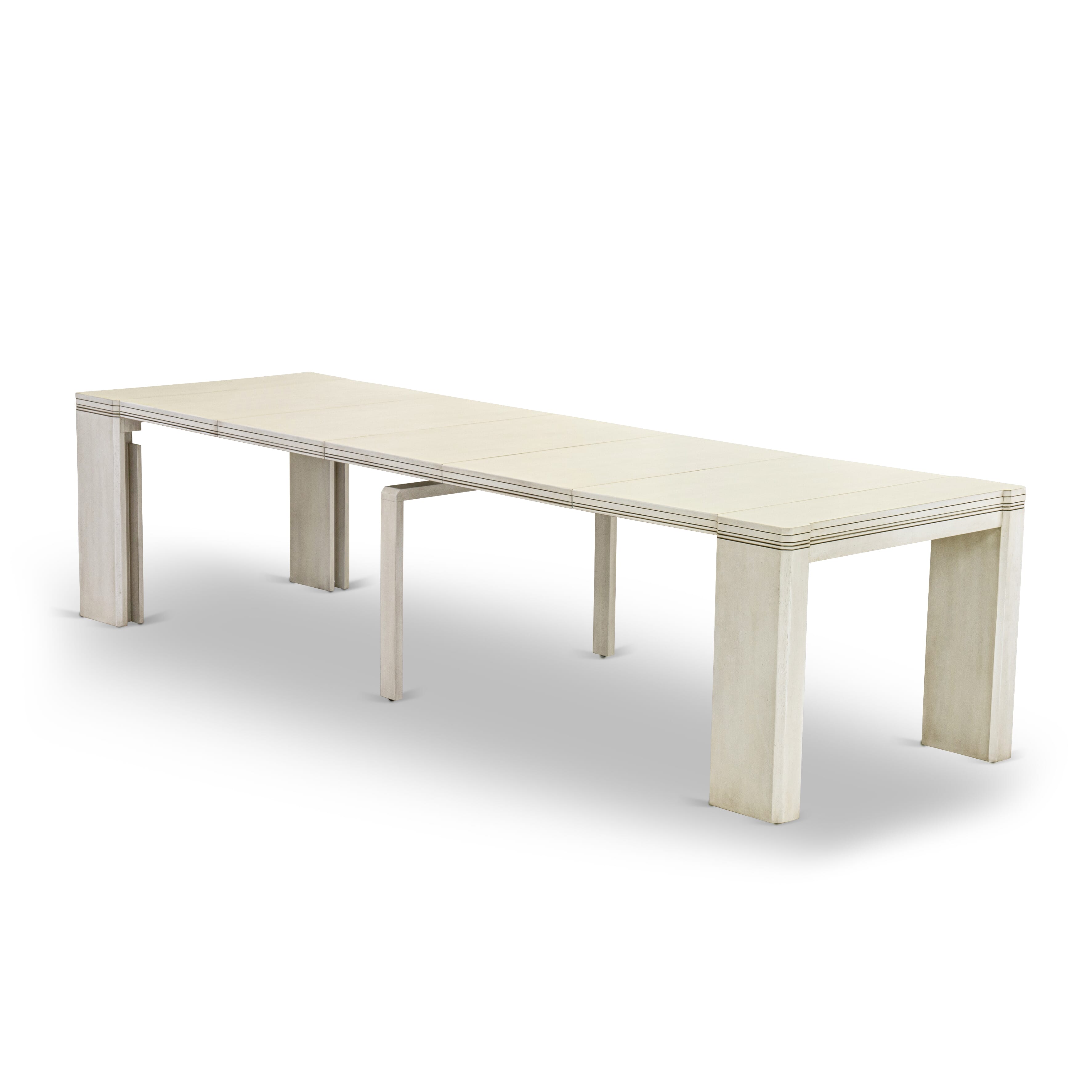Luxe by East West Furniture X0000-2CW-00 - 4 Pieces Extendable Dining Set Includes 1 Extendable Kitchen Table, 1 Coffee Table and 2 Modern Benches, Antique White.