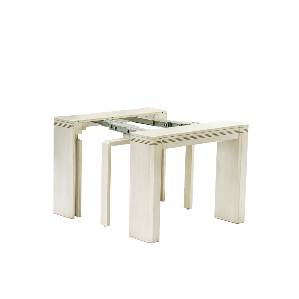 Luxe by East West Furniture X0000-20W-00 - 3 Pieces Extendable Kitchen Table Set Includes 1 Extendable Kitchen Table and 2 Modern Benches, Antique White.