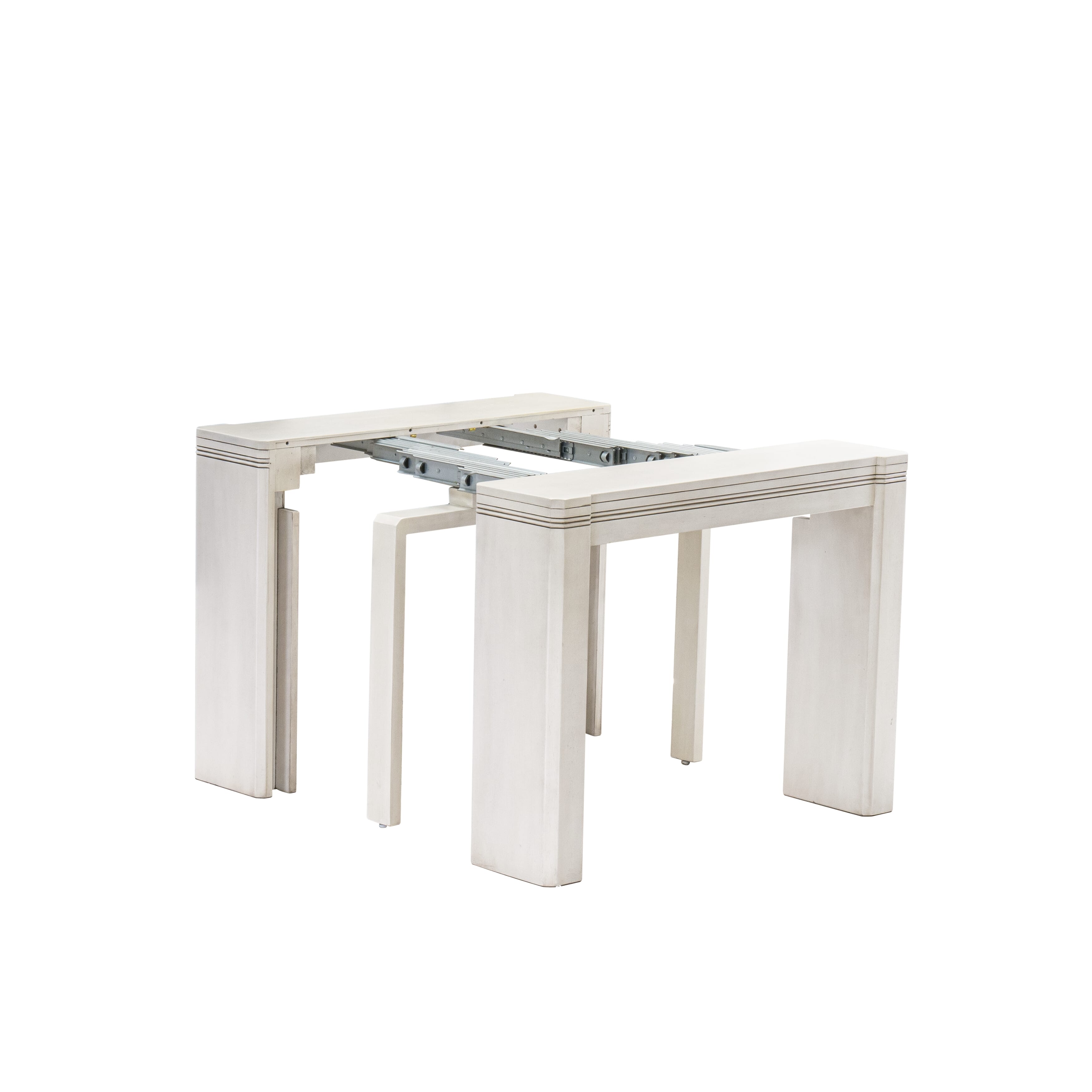 Luxe by East West Furniture X0000-20W-00 - 3 Pieces Extendable Kitchen Table Set Includes 1 Extendable Kitchen Table and 2 Modern Benches, Antique White.